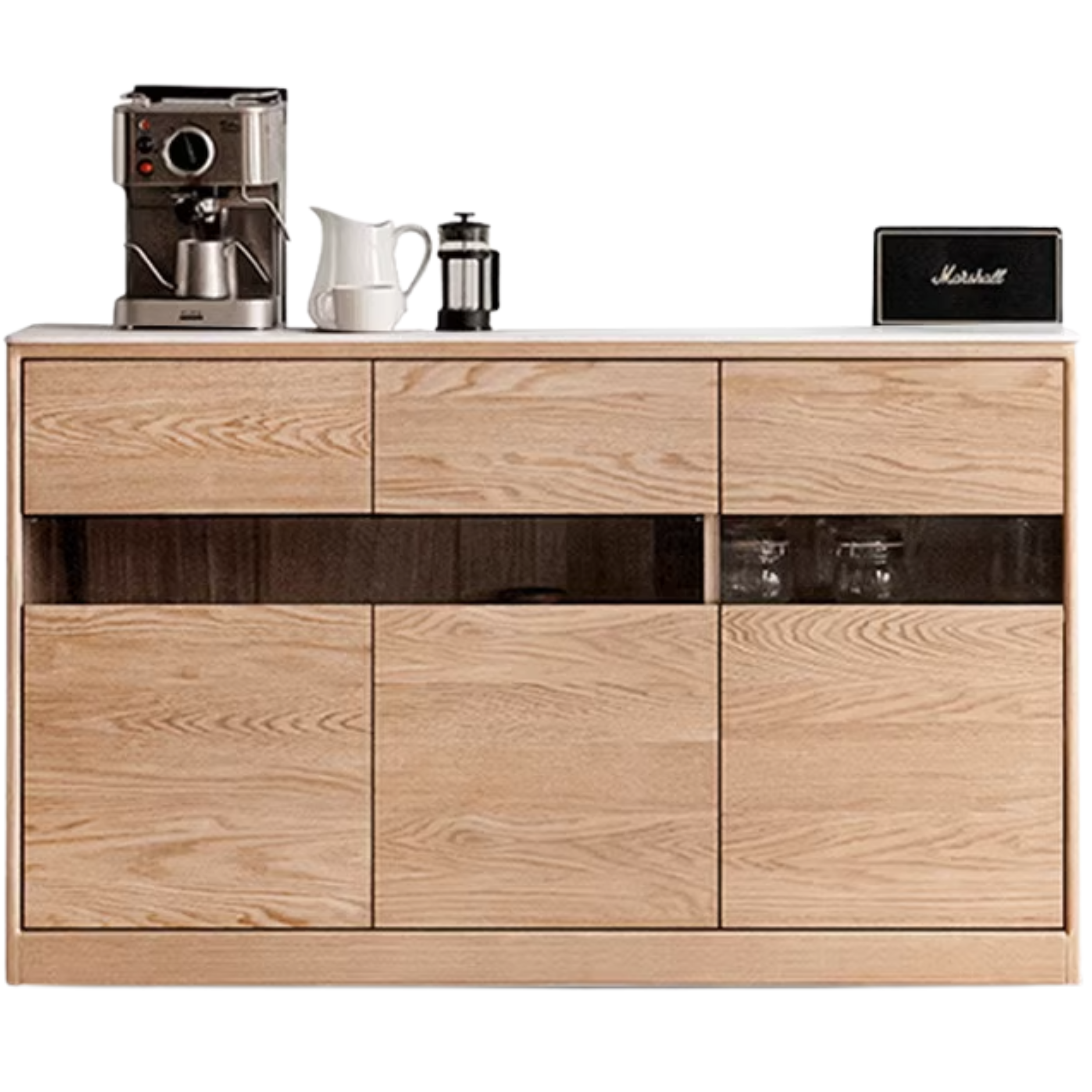 Oak, Ash Solid Wood Nordic Sideboard Slate Top
