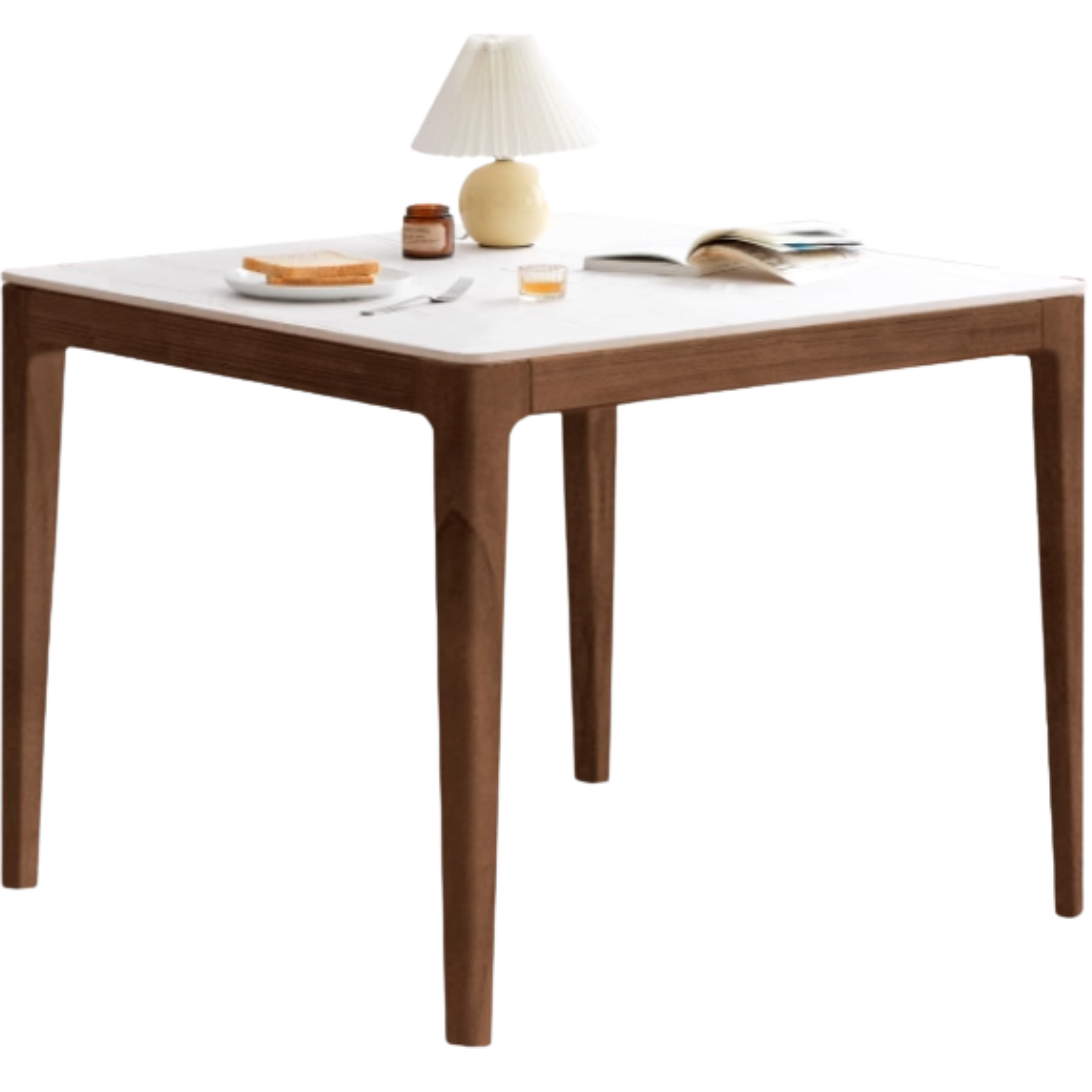 Oak Wood, Solid Rubberwood Square Slate Dining Table