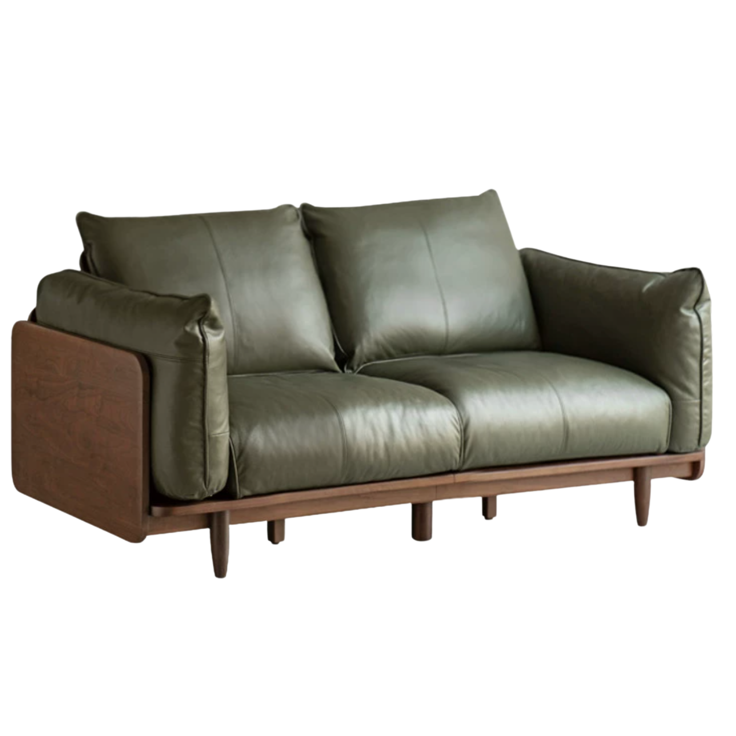Black Walnut Solid Wood, Oak, Solid Sandalwood Genuine leather, fabric Sofa