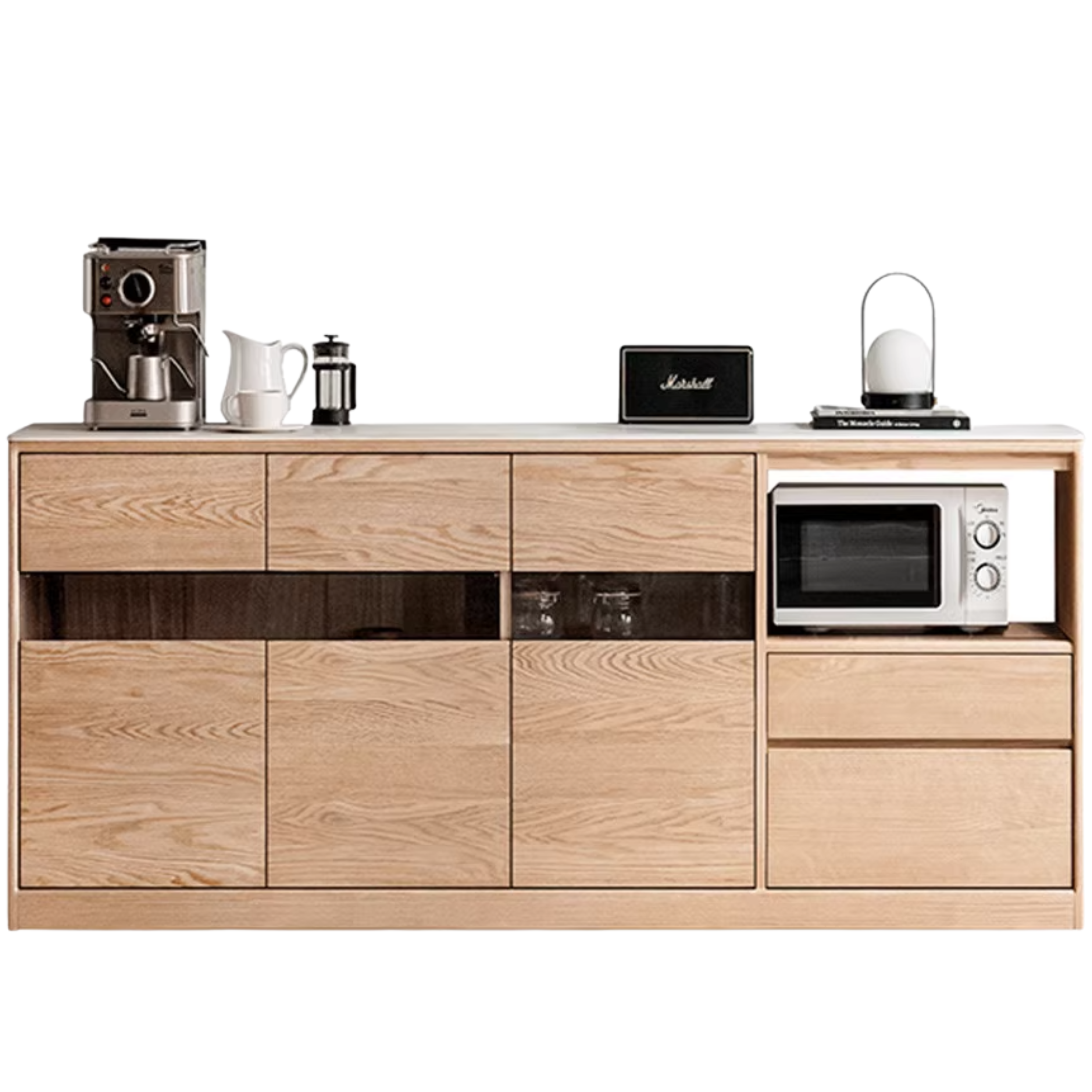 Oak, Ash Solid Wood Nordic Sideboard Slate Top