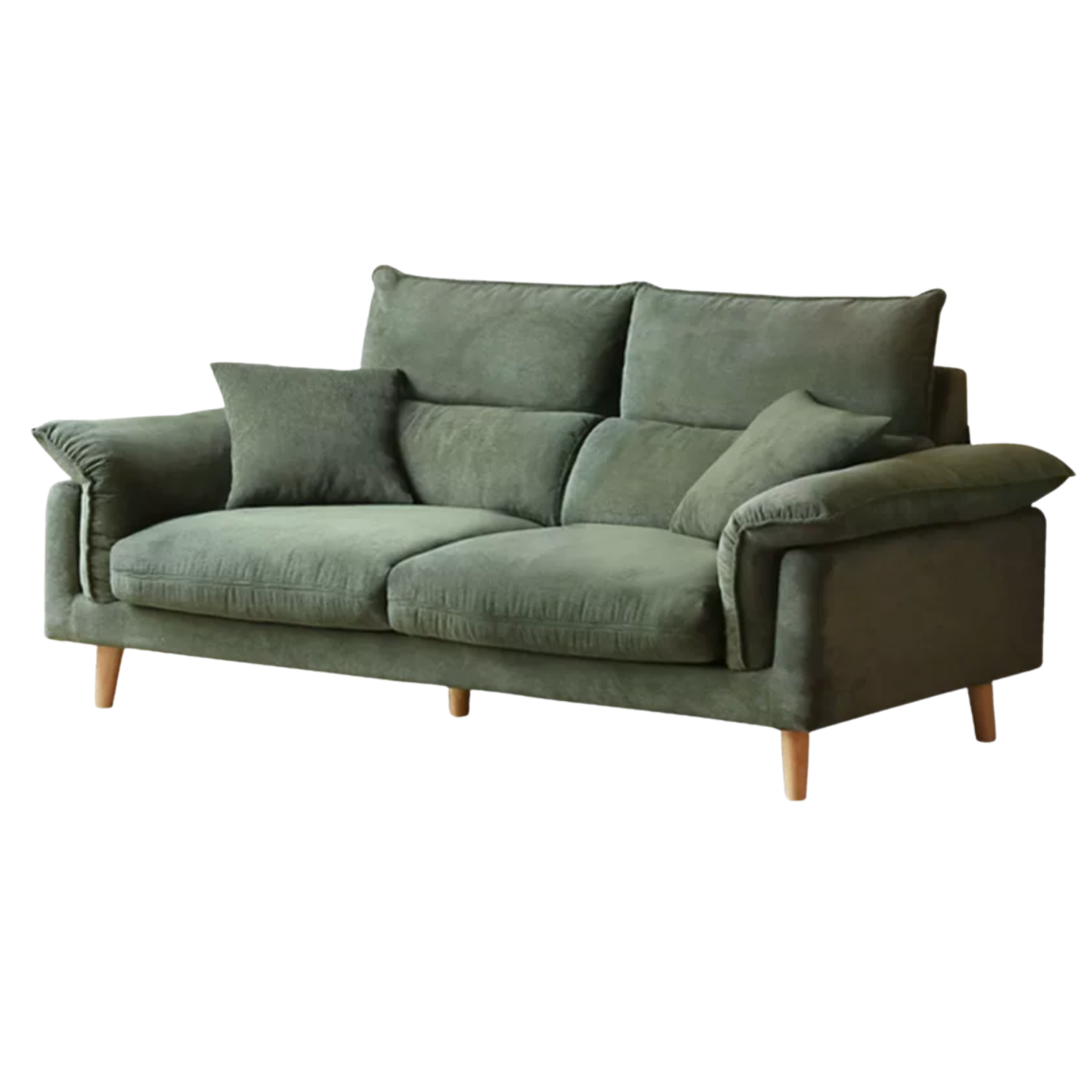 Deep-Seat Sofa with Down-Filled Cushions and Wood Legs-Genuine leather, fabric