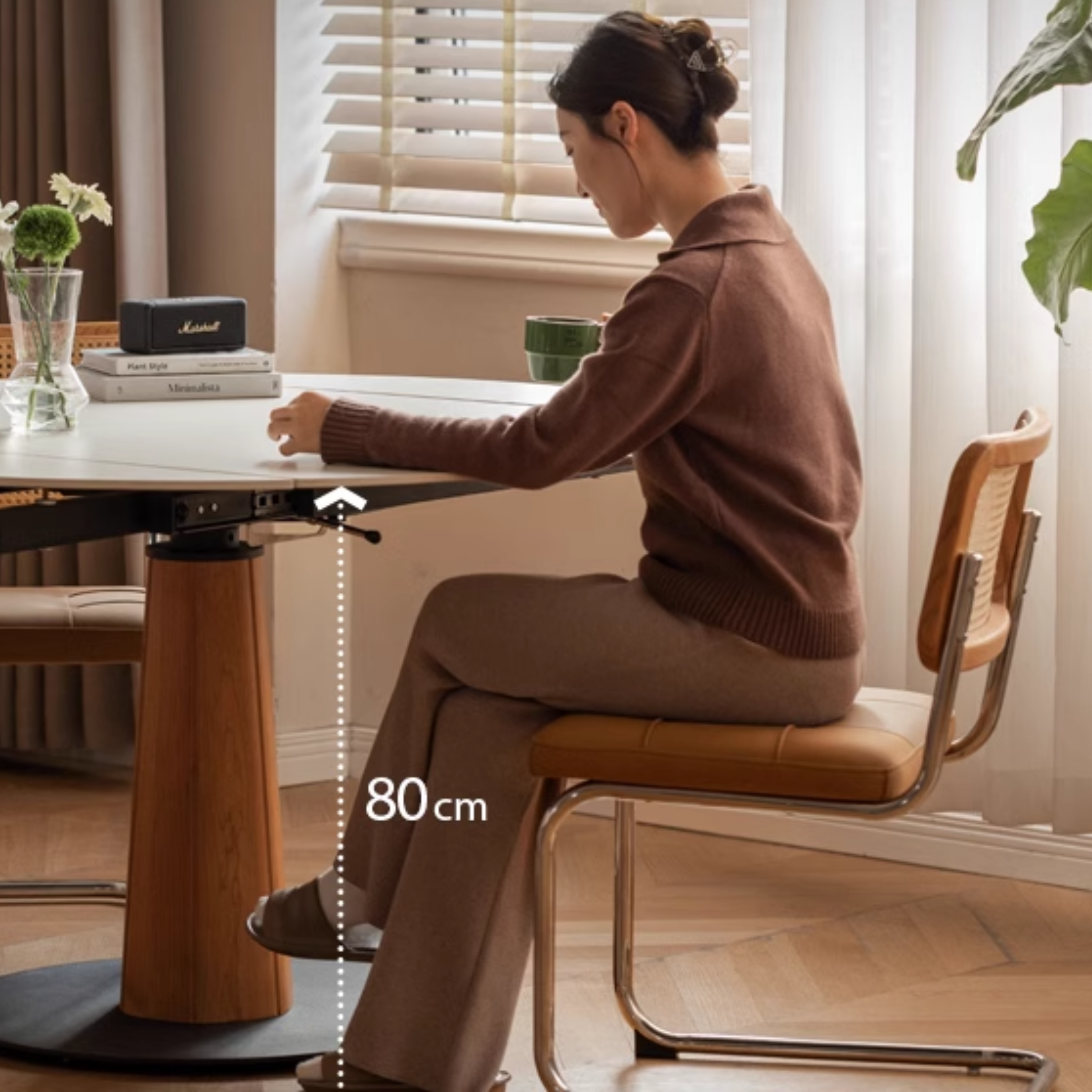 Cherry, Black Walnut, Ash Solid Wood Folding Retro Rock Plate Dining Table