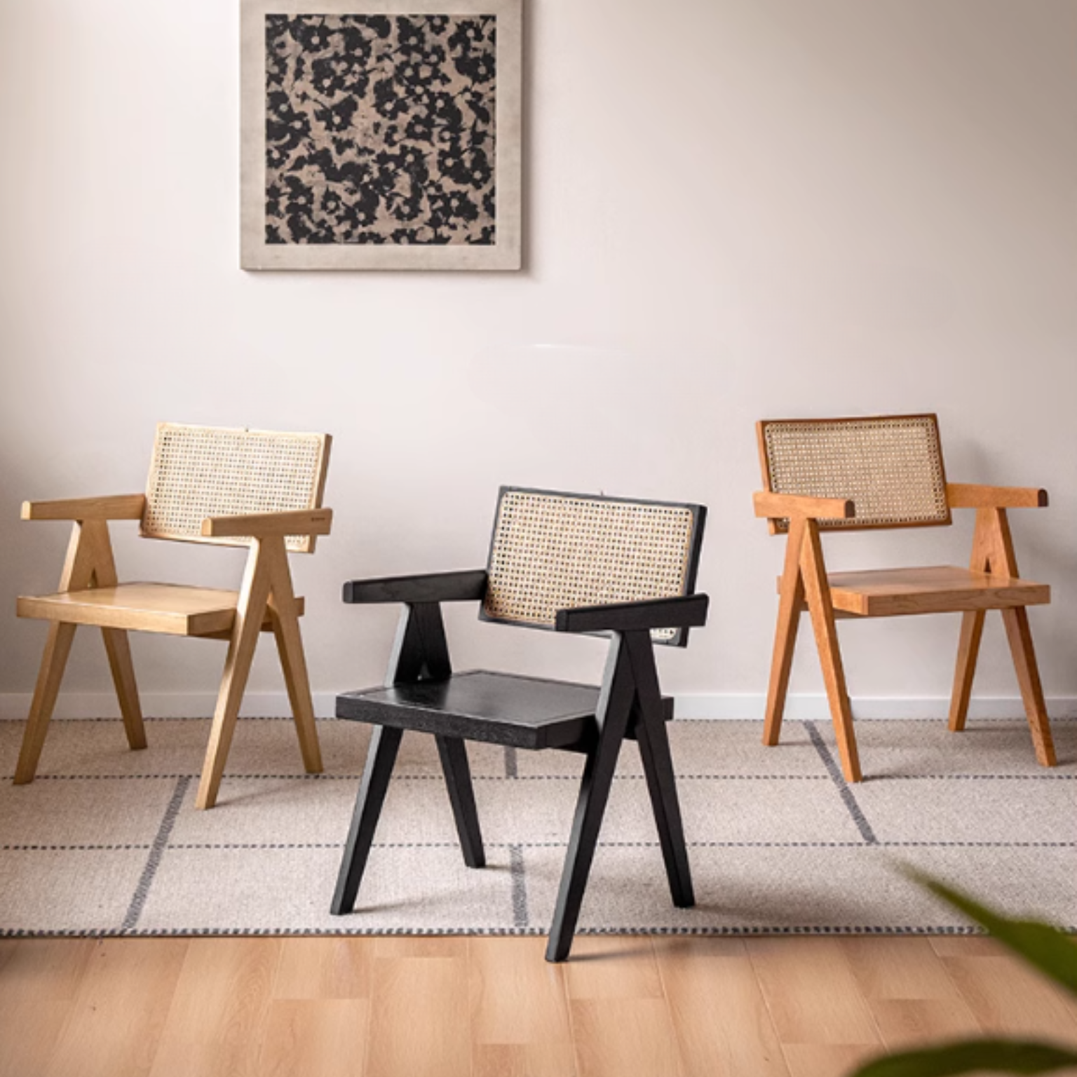 Cherry, Oak, Wax Solid Wood Light Luxury Leisure Dining Chair