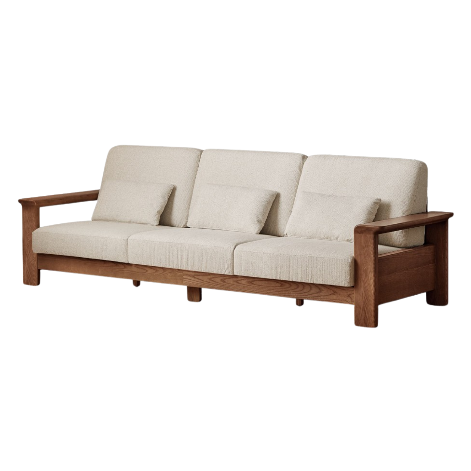 Black Walnut Solid Wood Modern Straight Sofa.