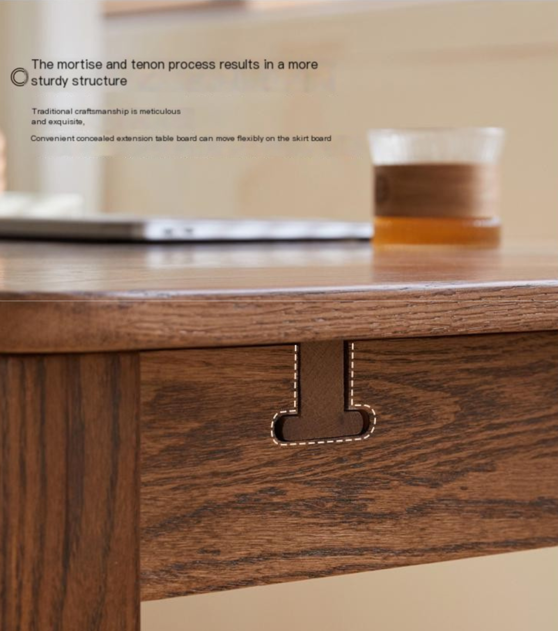 Oak Solid Wood Retractable Dining Table