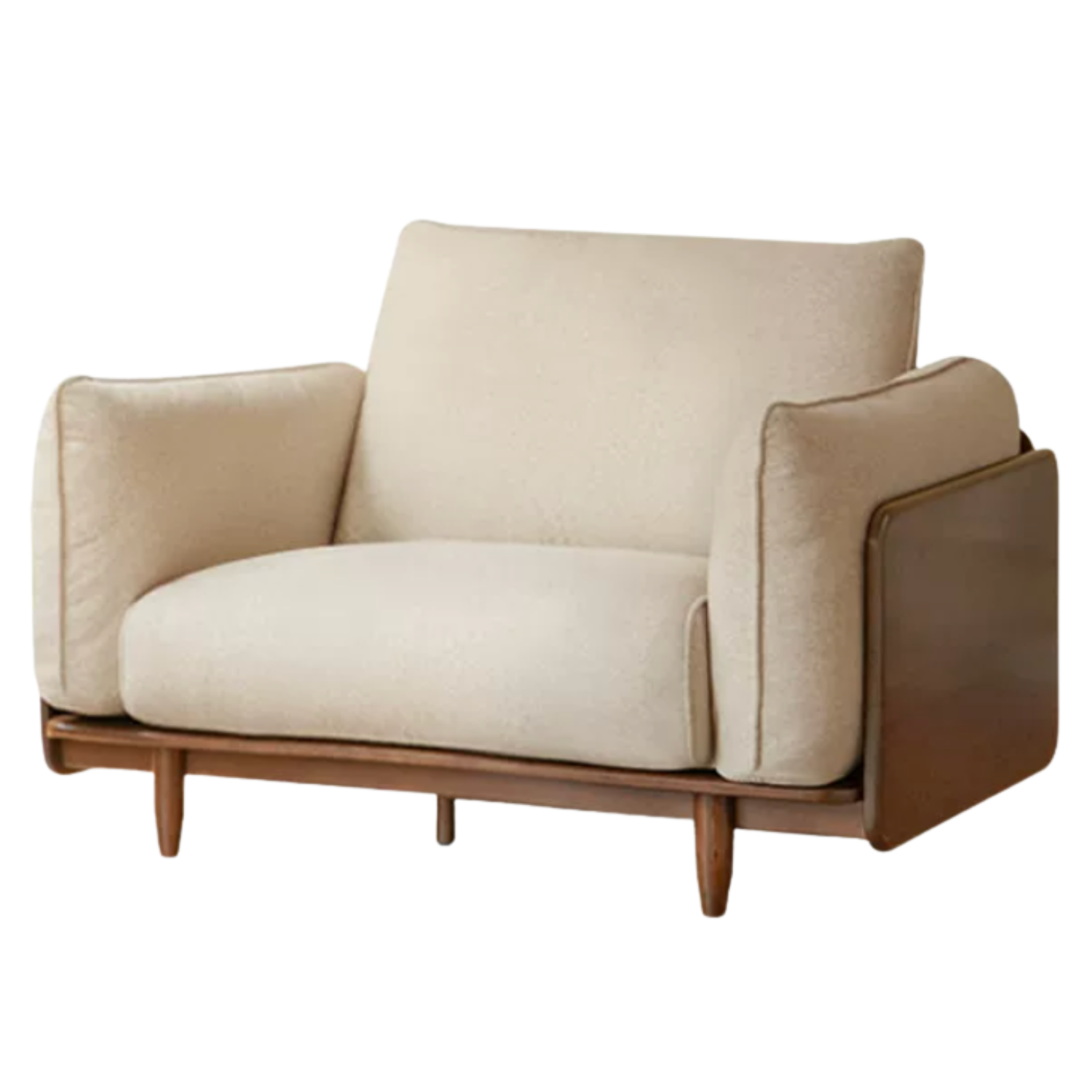 Black Walnut Solid Wood, Oak, Solid Sandalwood Genuine leather, fabric Sofa with Wood Base