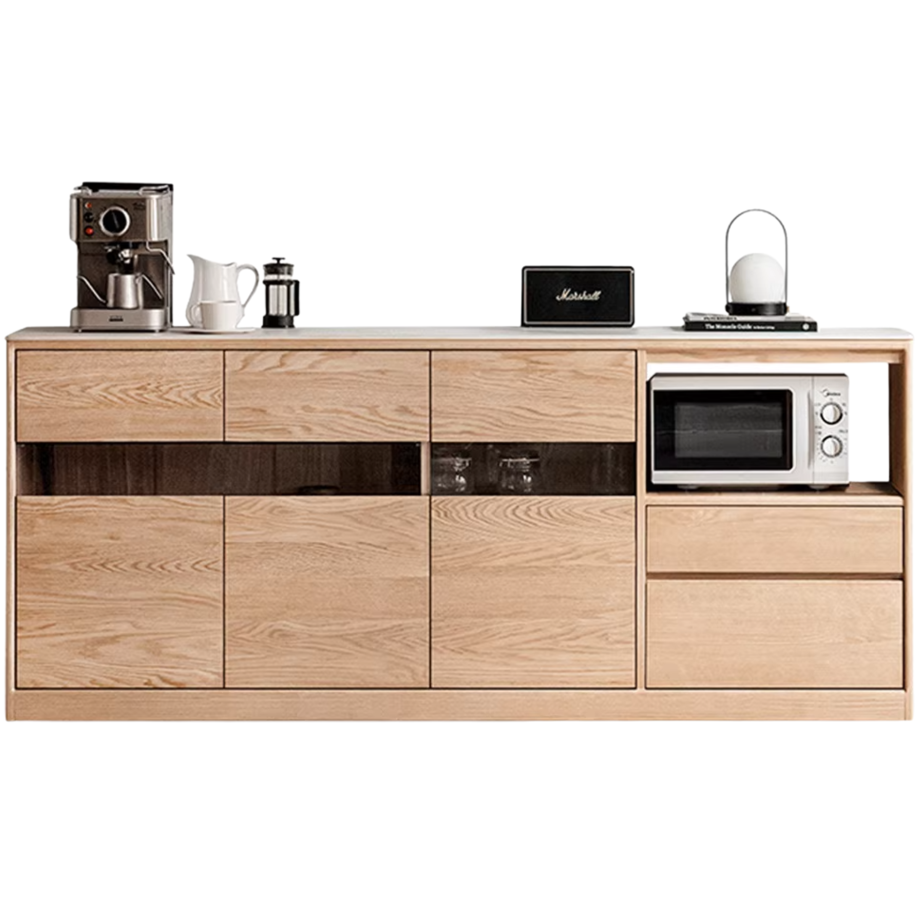 Oak, Ash Solid Wood Nordic Sideboard Slate Top