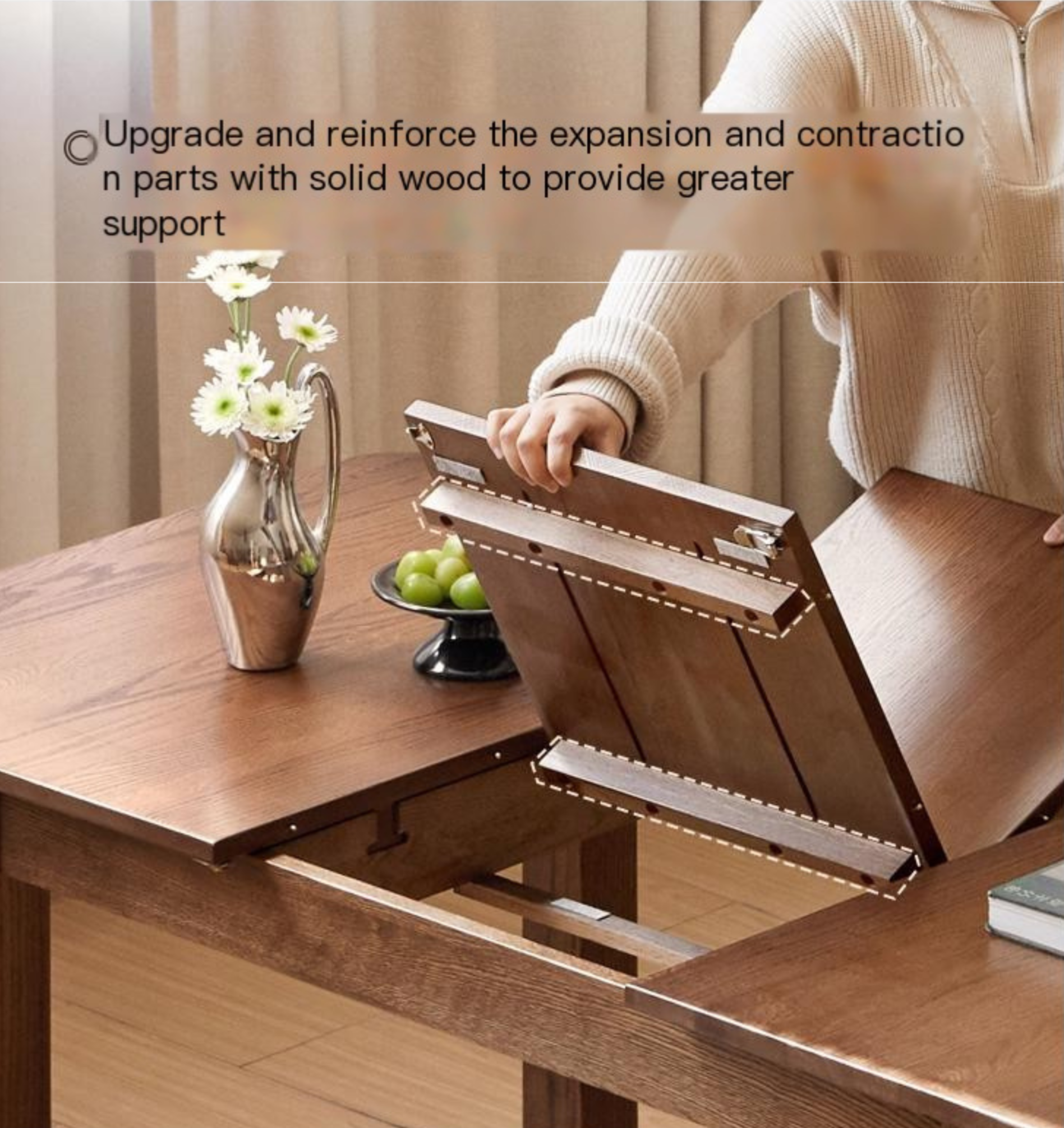 Oak Solid Wood Retractable Dining Table