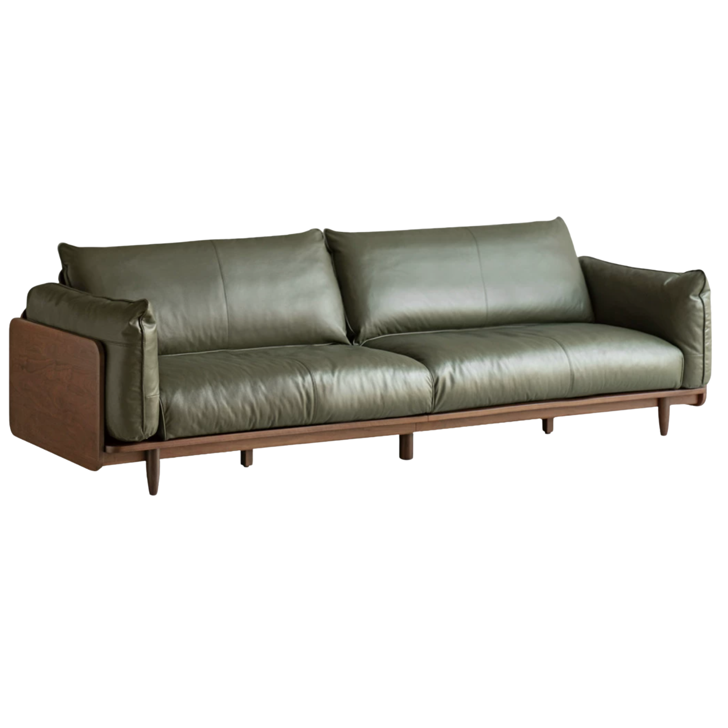 Black Walnut Solid Wood, Oak, Solid Sandalwood Genuine leather, fabric Sofa