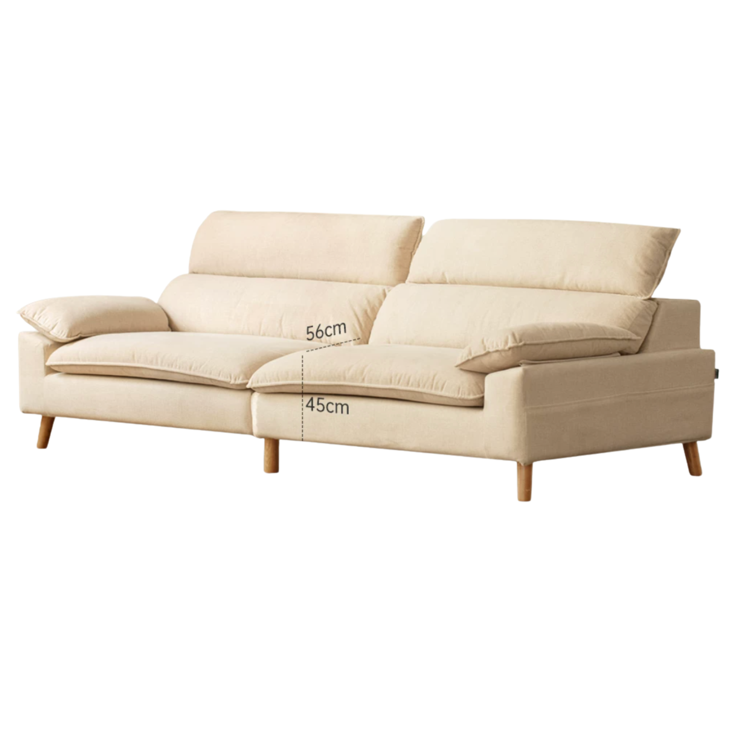 Fabric High Back Straight Sofa Modern