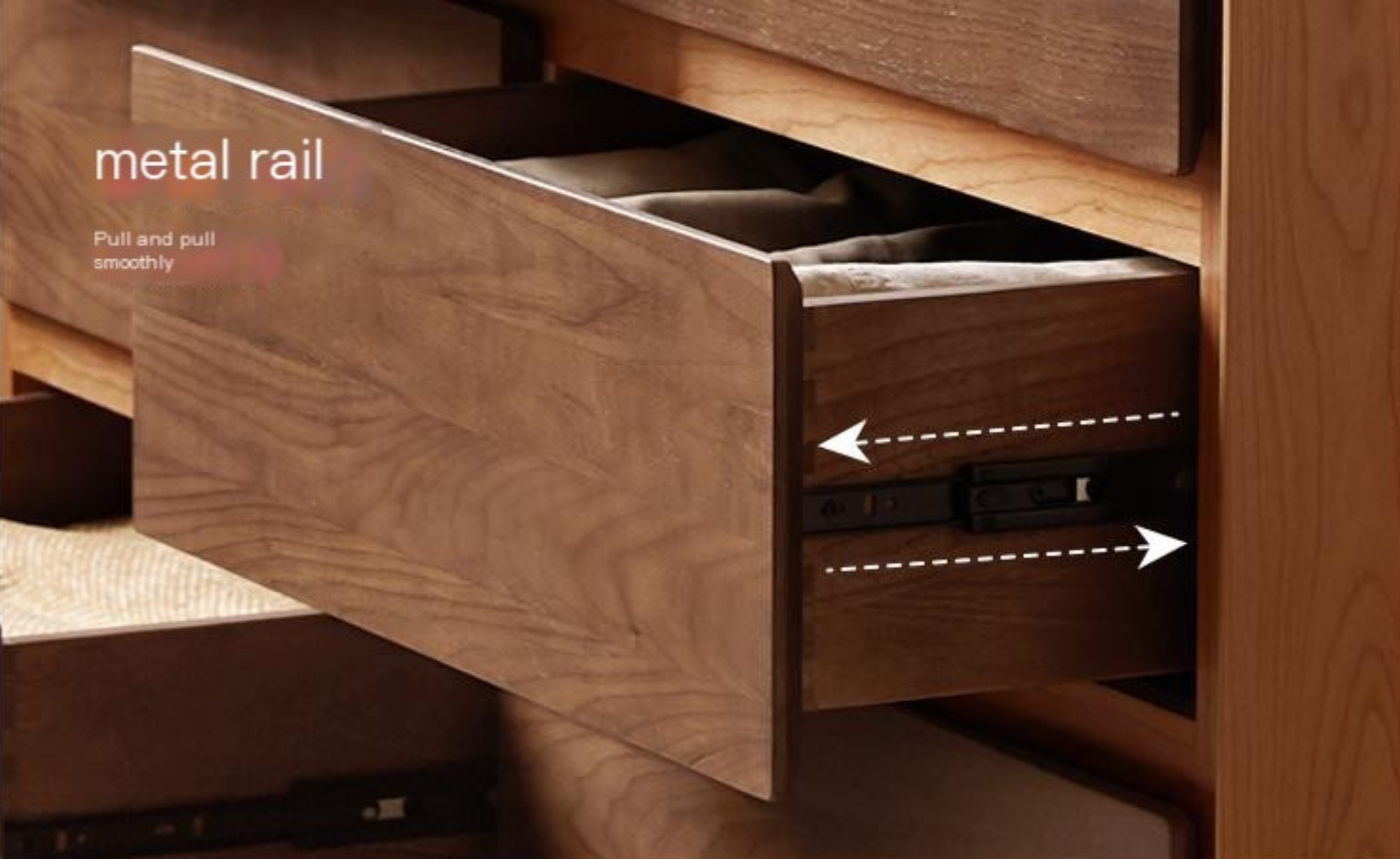 Black Walnut, Cherry Solid Wood Modern Drawer Cabinet.