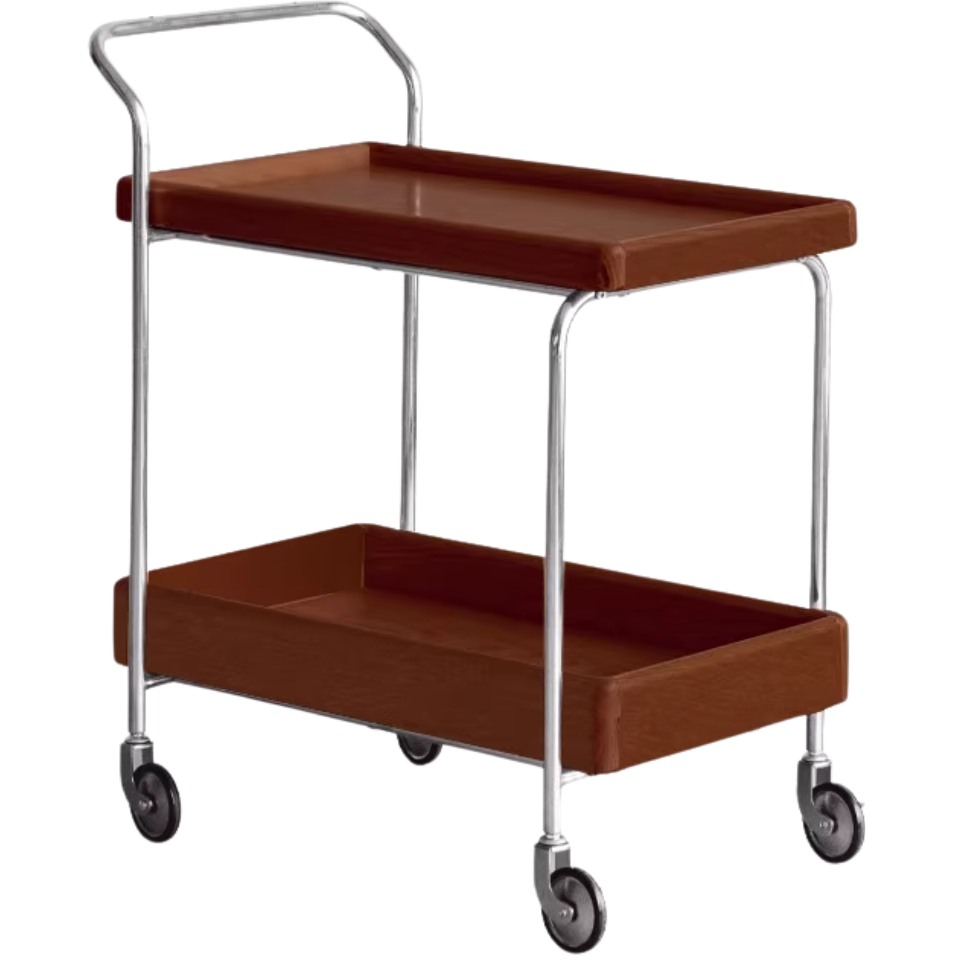 Oak, Poplar Solid Wood Antique Style Double Layer Mobile Side Table