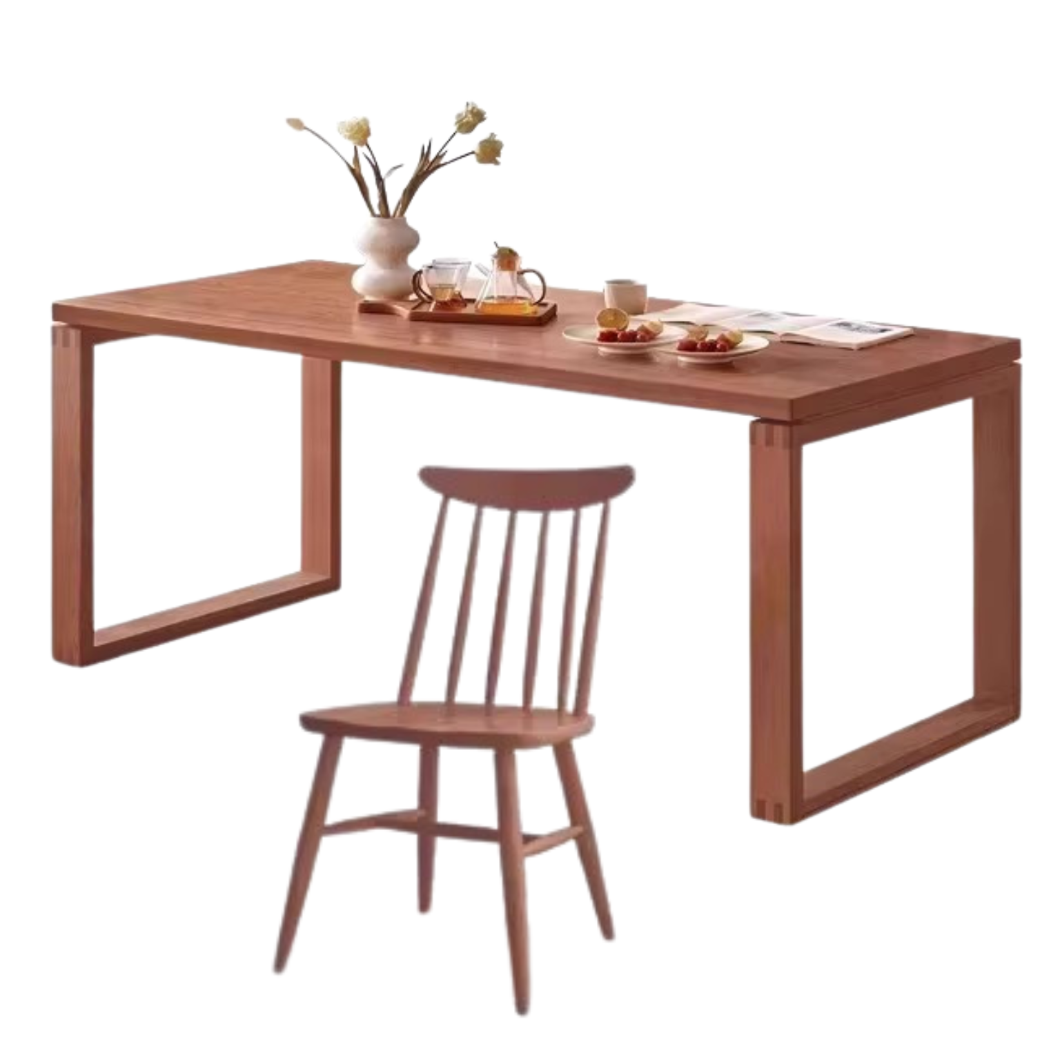 Black Walnut, Oak Solid Wood Long Dining Table