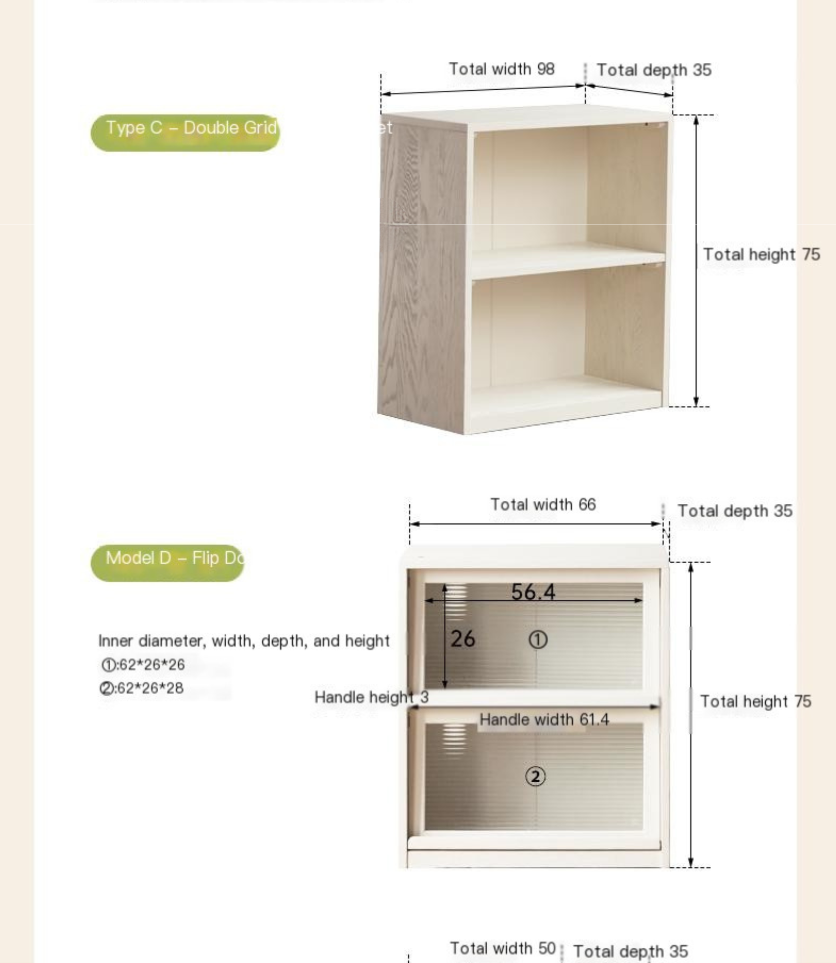 Oak Solid Wood Cream Style Modern Bookcase