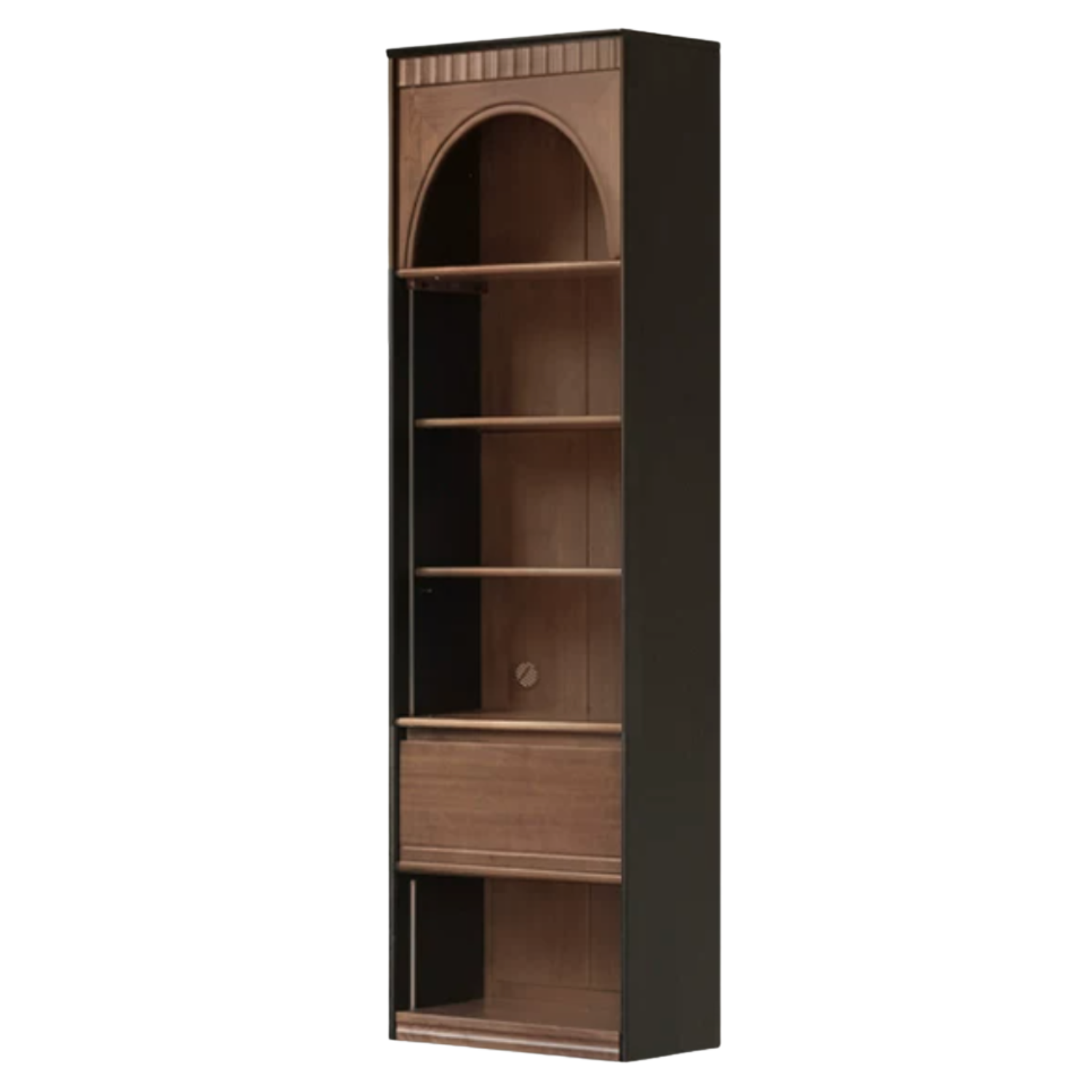 Black Walnut, Solid Sandalwood, Oak Bookcase with French Retro Display Cabinet
