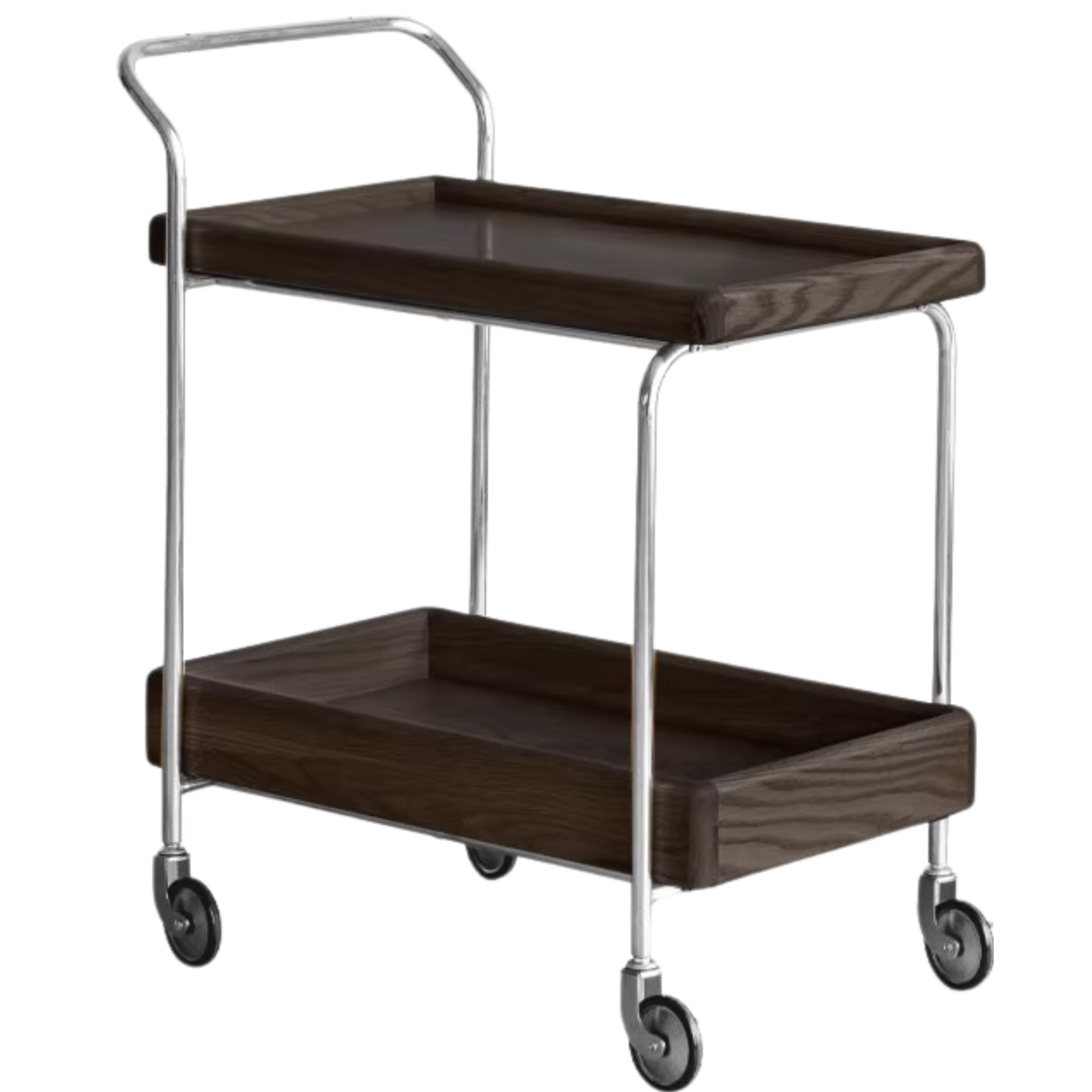 Oak, Poplar Solid Wood Antique Style Double Layer Mobile Side Table