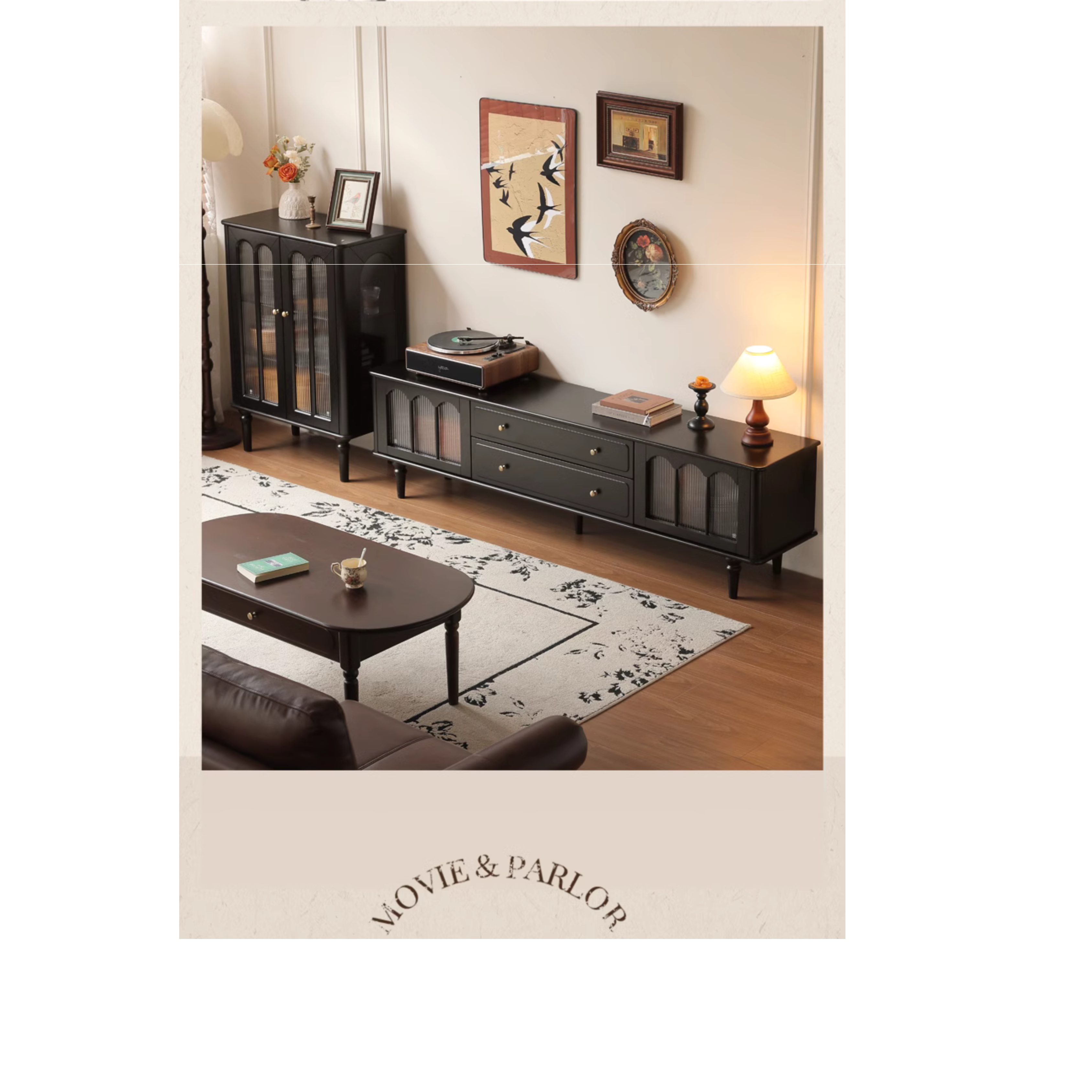 Solid Rubberwood French Retro Side Cabinet.