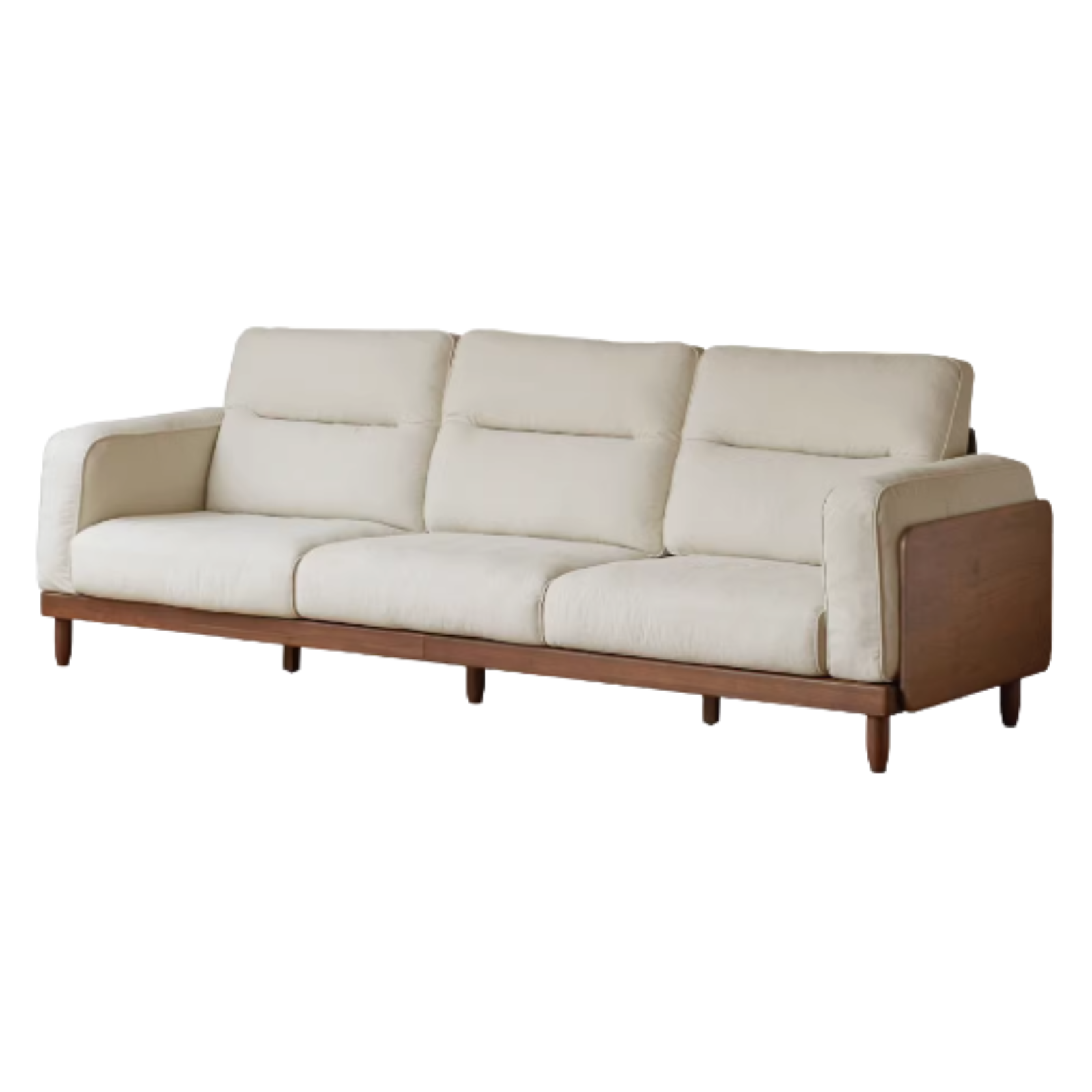 Black Walnut, Ash, Solid Sandalwood Wood Leather Top Layer Yellow Cowhide Sofa.