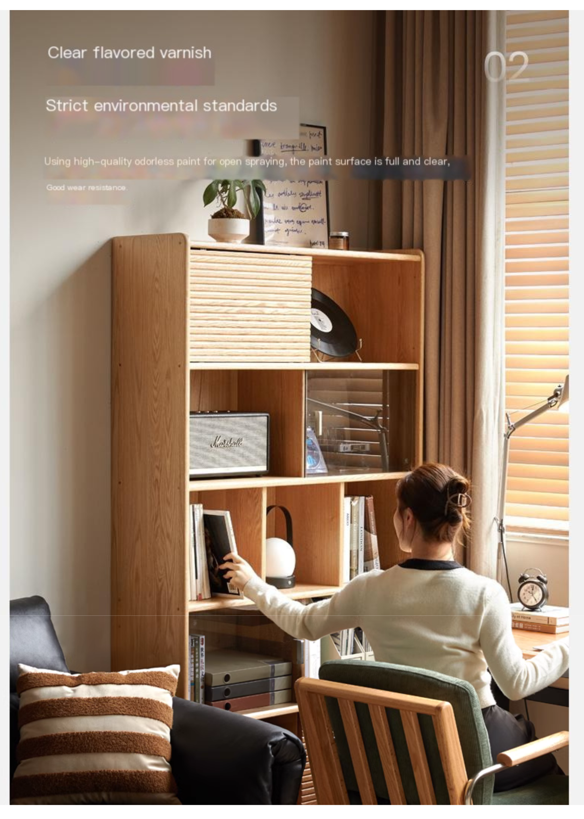 Oak Solid Wood Modern Bookcase