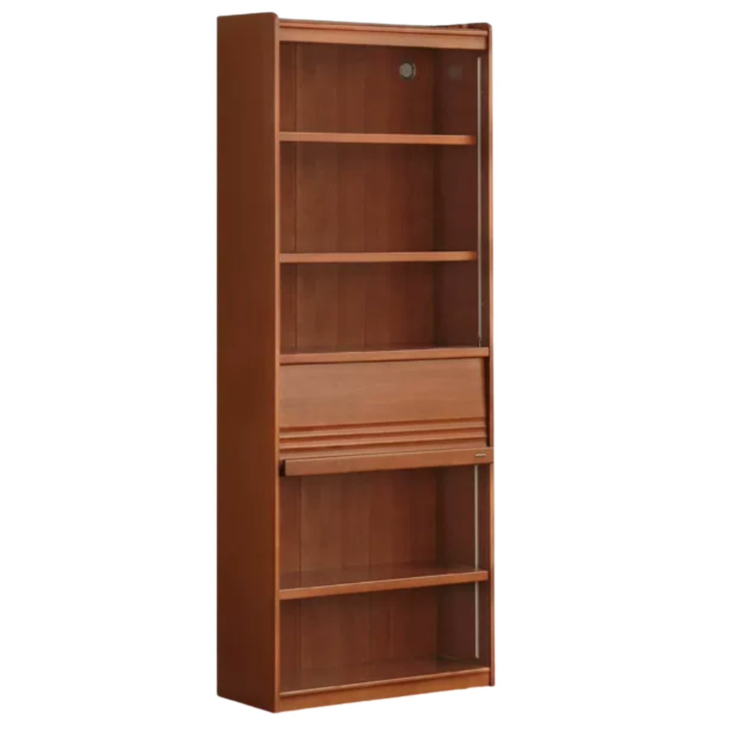 Tulipwood, Birch Solid Wood Floor-to-Ceiling Modular Bookcase with Sliding Glass Doors