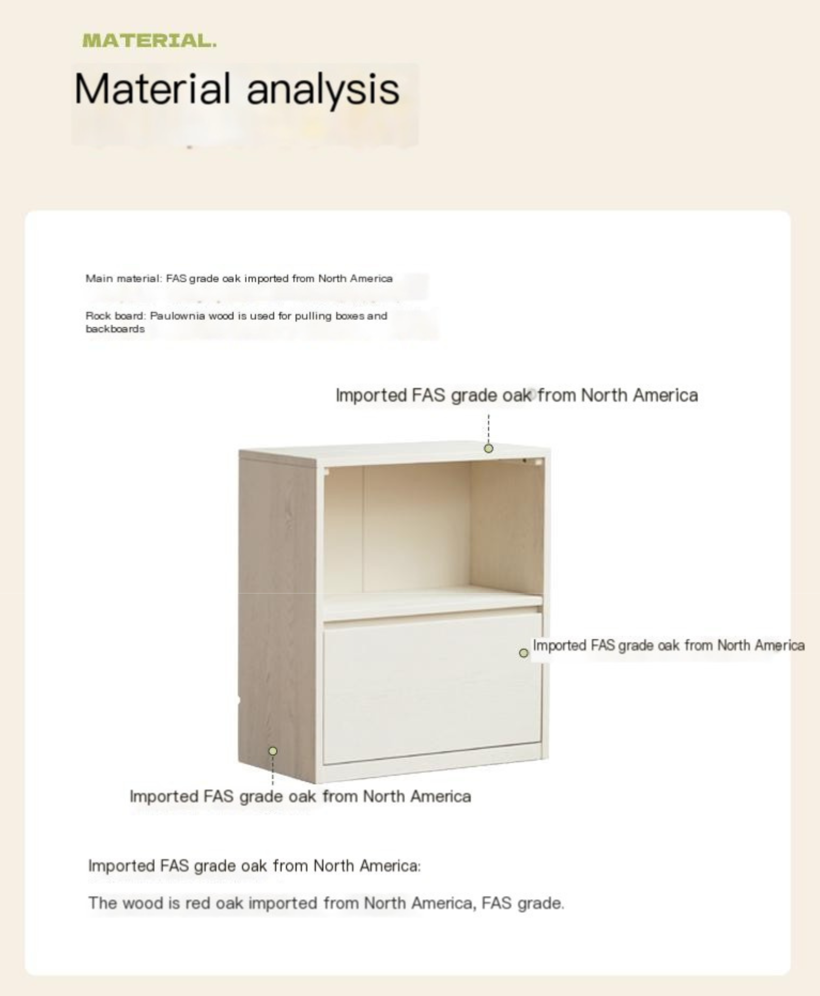 Oak Solid Wood Cream Style Modern Bookcase