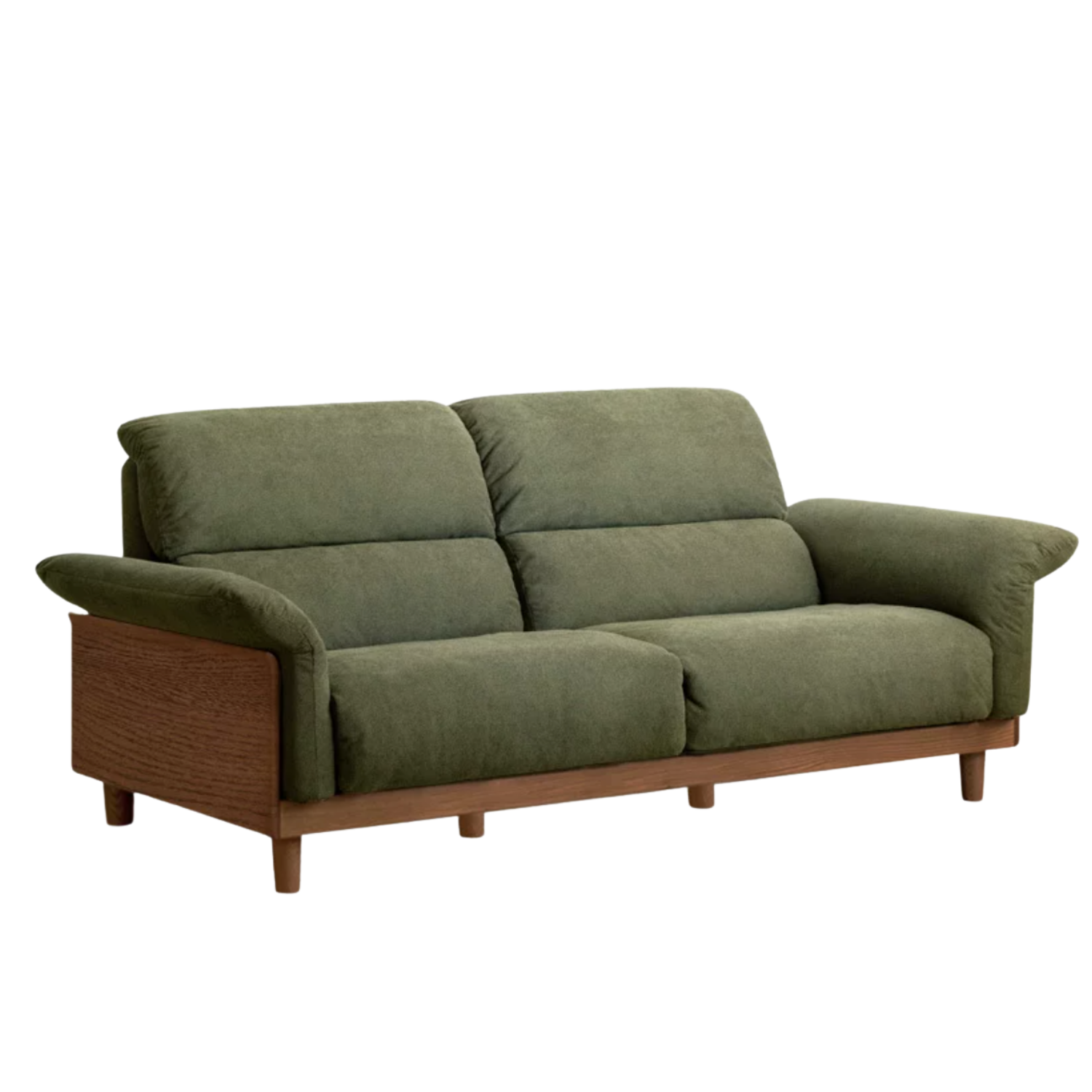 Oak Solid Wood Fabric Sofa, Couch with High Back Cushions, Durable Pet-Friendly Upholstery