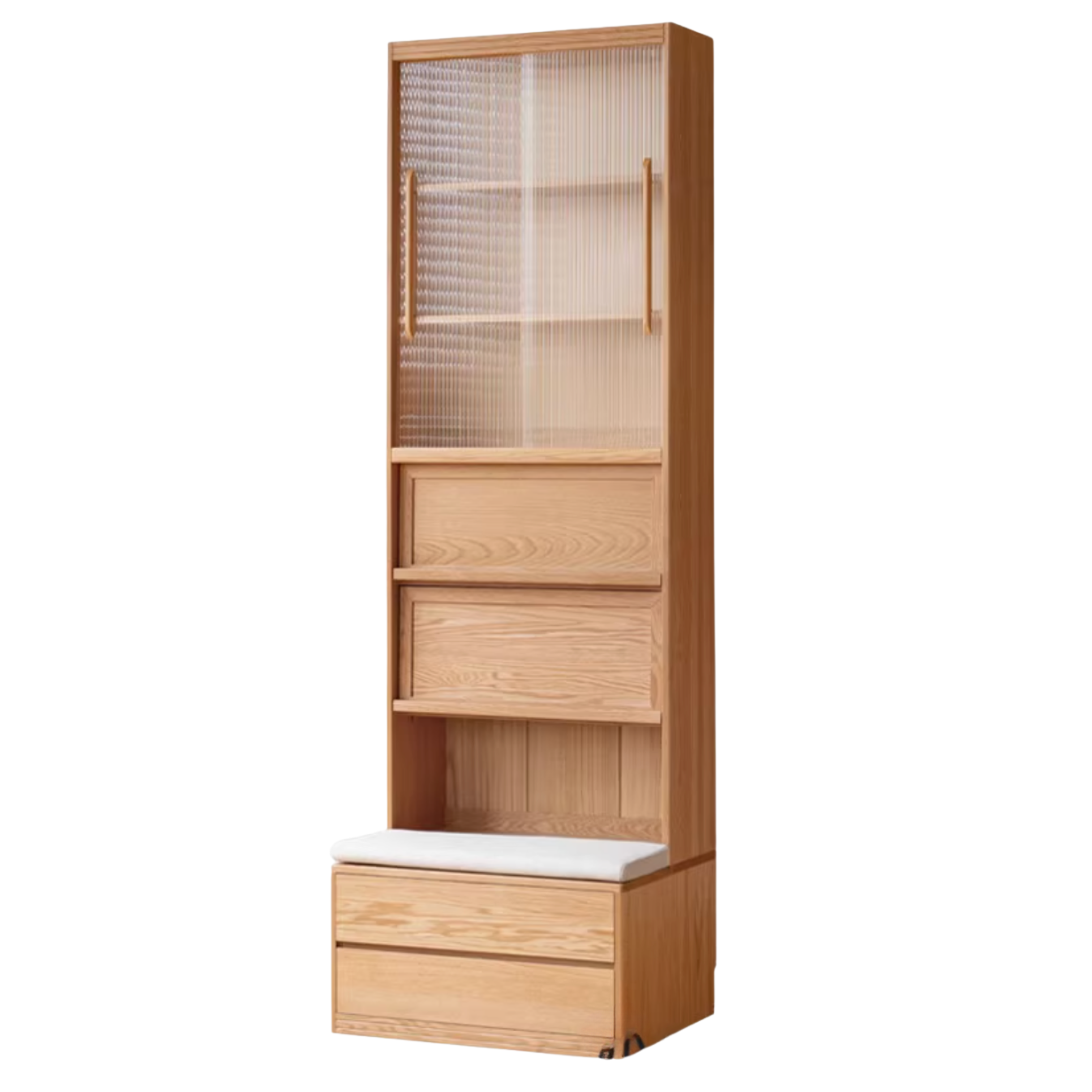 Ash, Oak Solid Wood Modern Combination Bookcase Integrated Card Seat