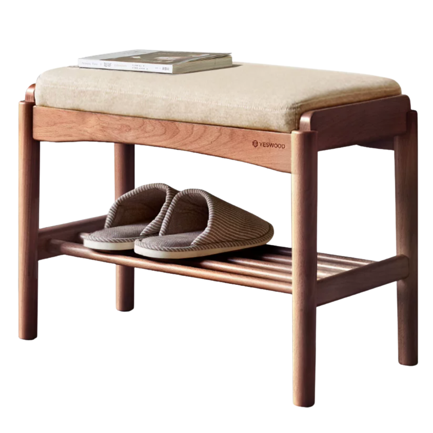 Back Walnut, Oak, Beech, Cherry Solid Wood Shoe Storage Bench