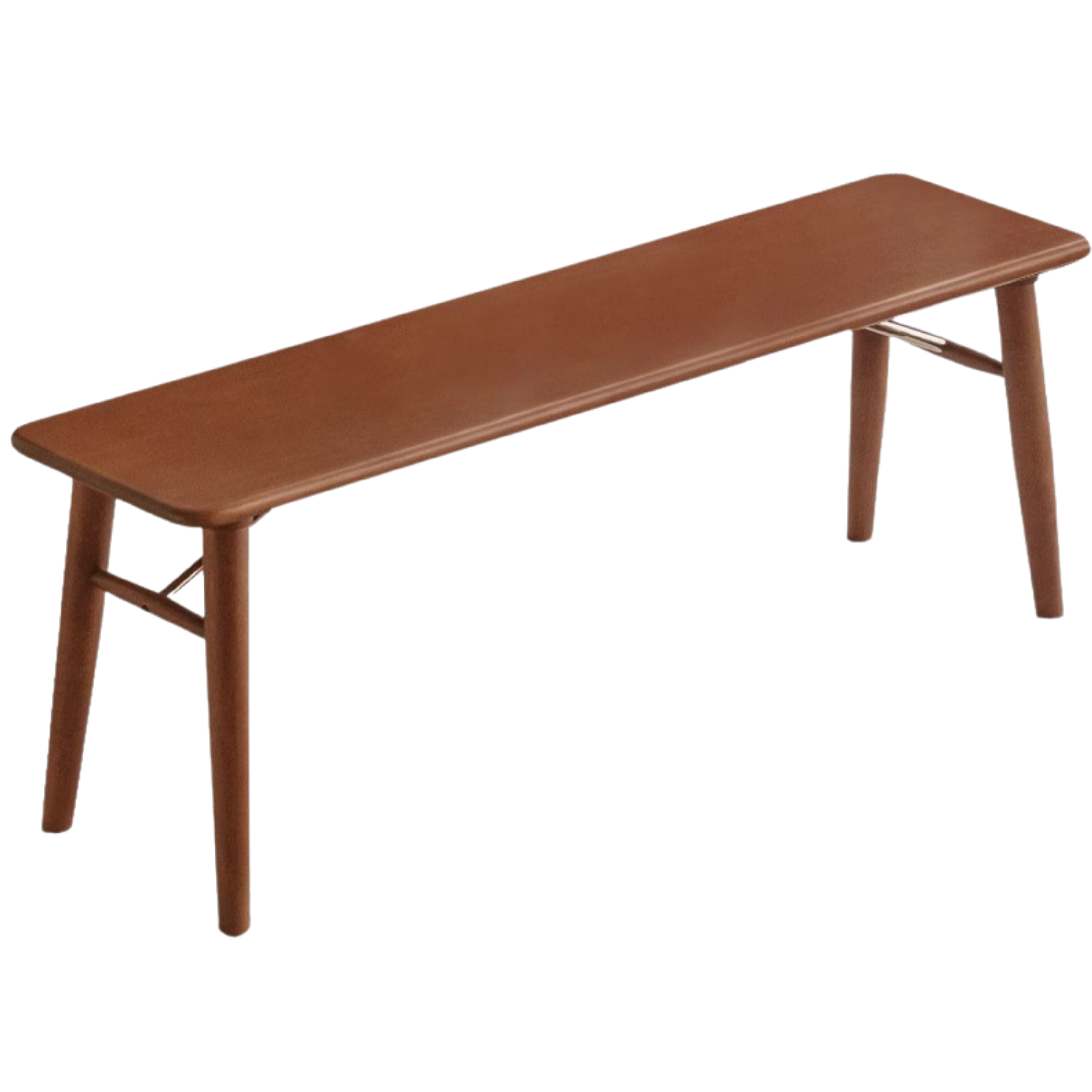 Beech, Birch Solid Wood Organic Leather Long Bench