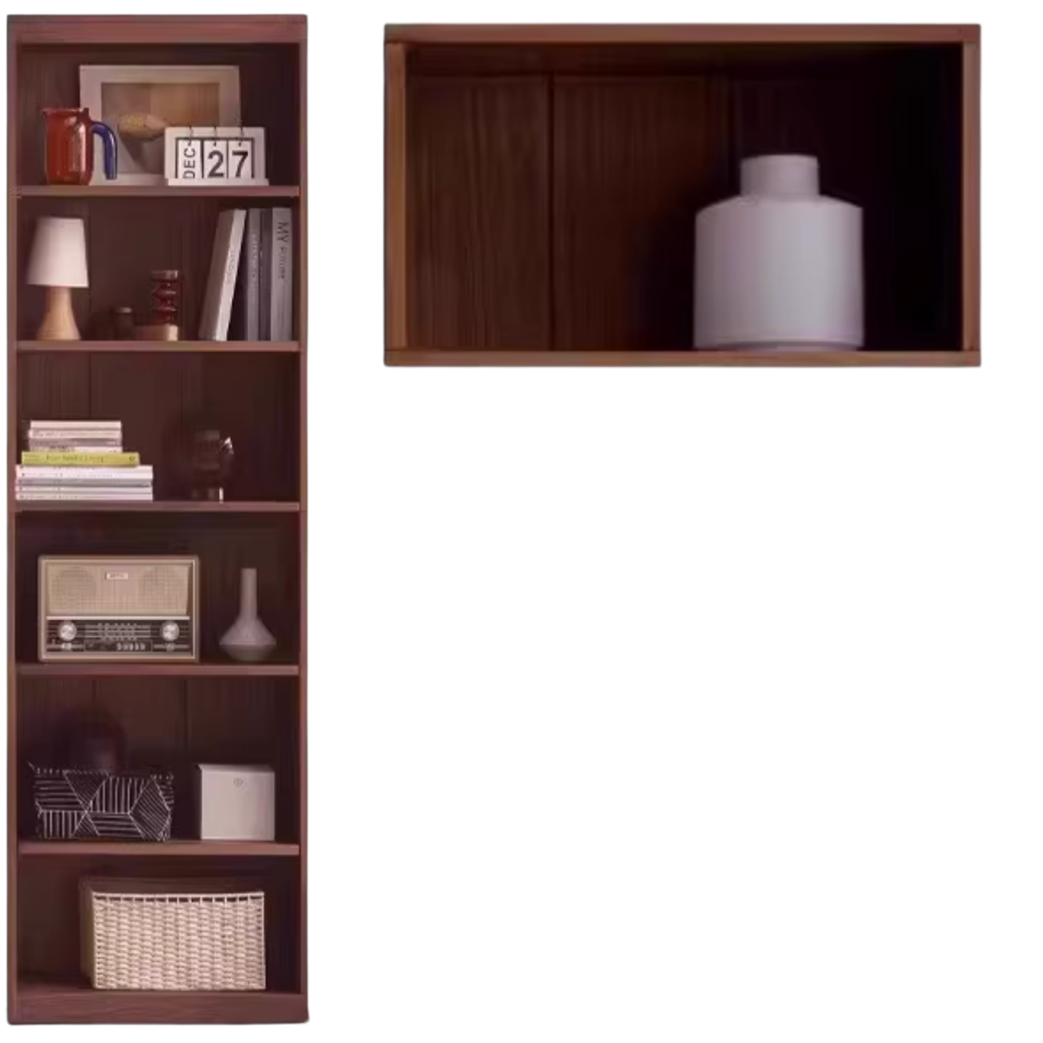 Solid Rubberwood, Oak Solid Wood Bookcase Modern With Glass Door