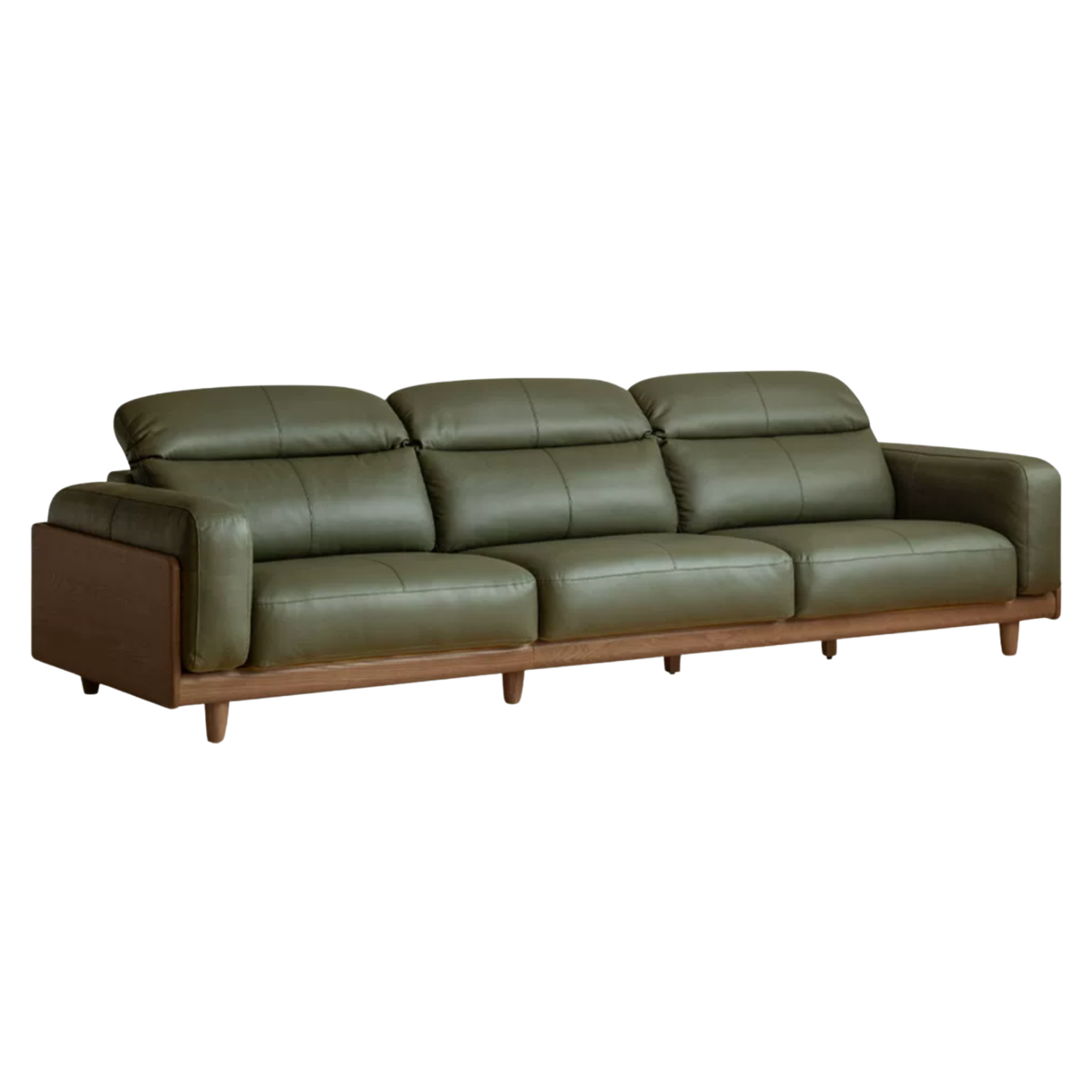 Black Walnut, Sandalwood, Ash Solid Wood Genuine Leather Italian Modern Design Sofa