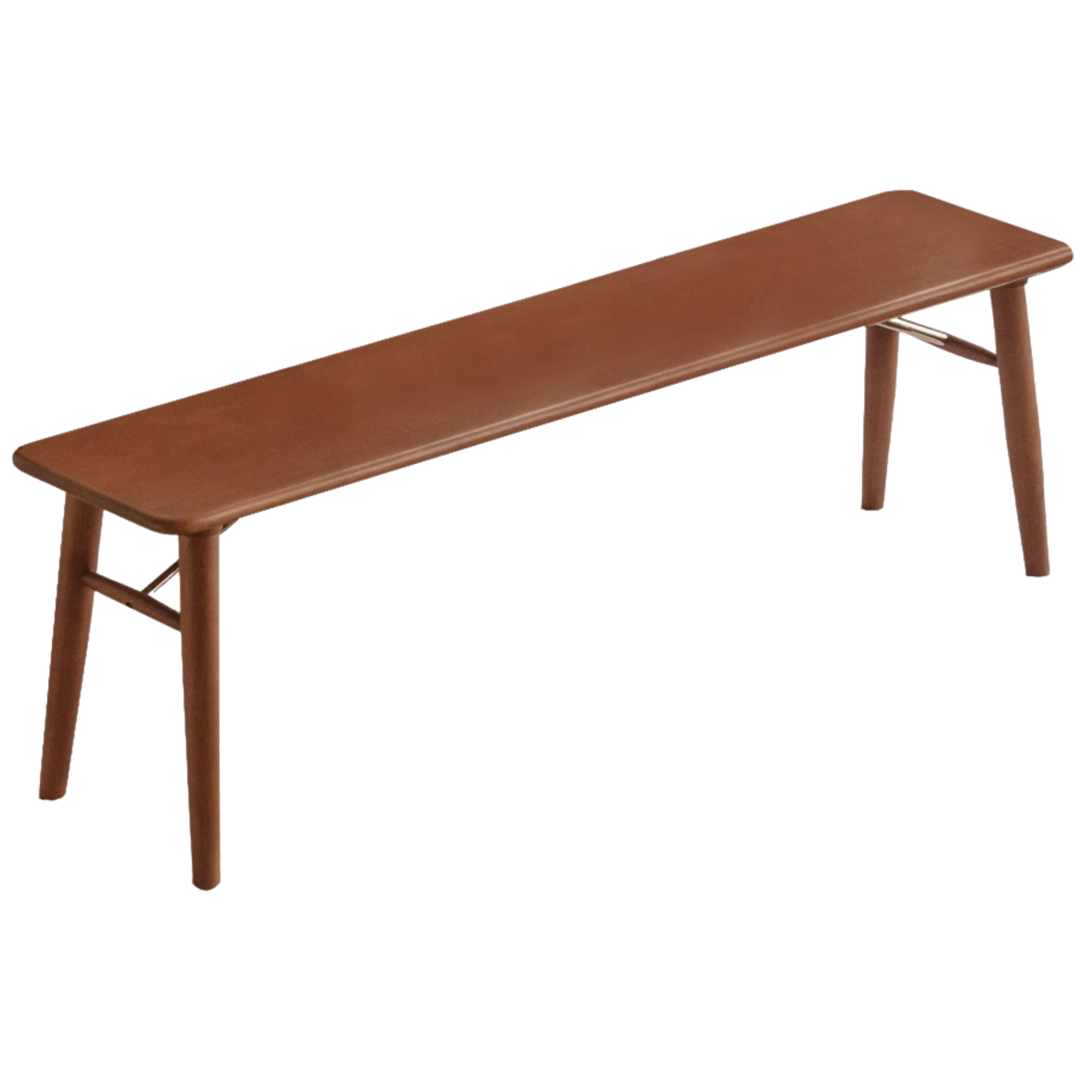 Beech, Birch Solid Wood Organic Leather Long Bench