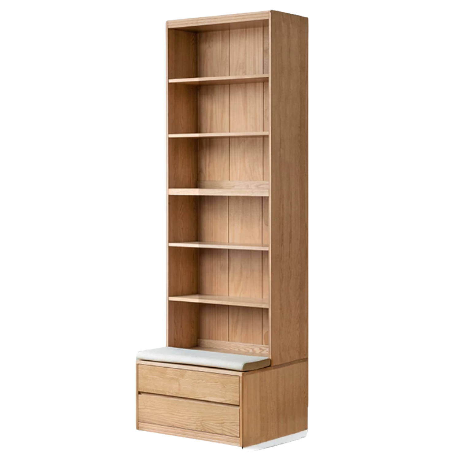 Ash Solid Wood Wall-Mounted Bookcase with Integrated Study Shelf