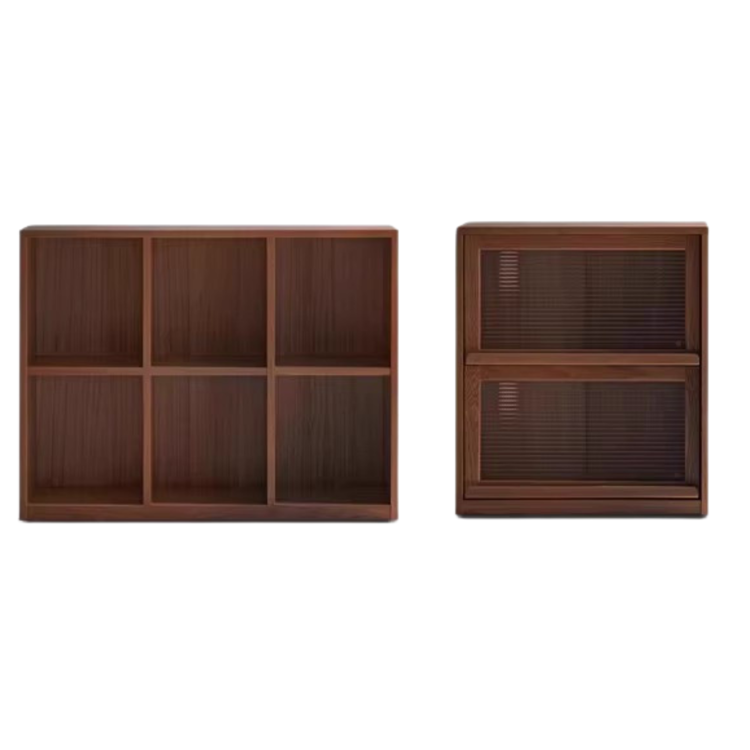 Black Walnut, Oak Solid Wood Low Bookcase, Modern Modular Storage Shelf Cabinet