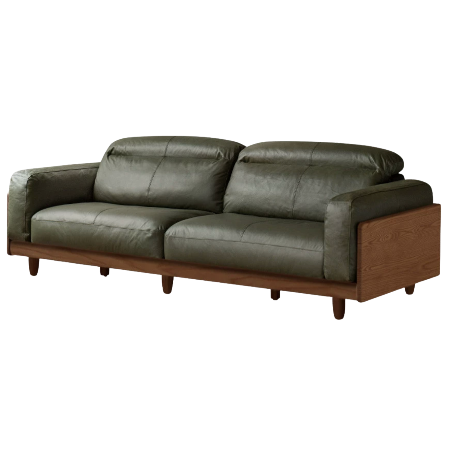 Black Walnut, Sandalwood, Ash Solid Wood Leather Sofa Italian Light Luxury.