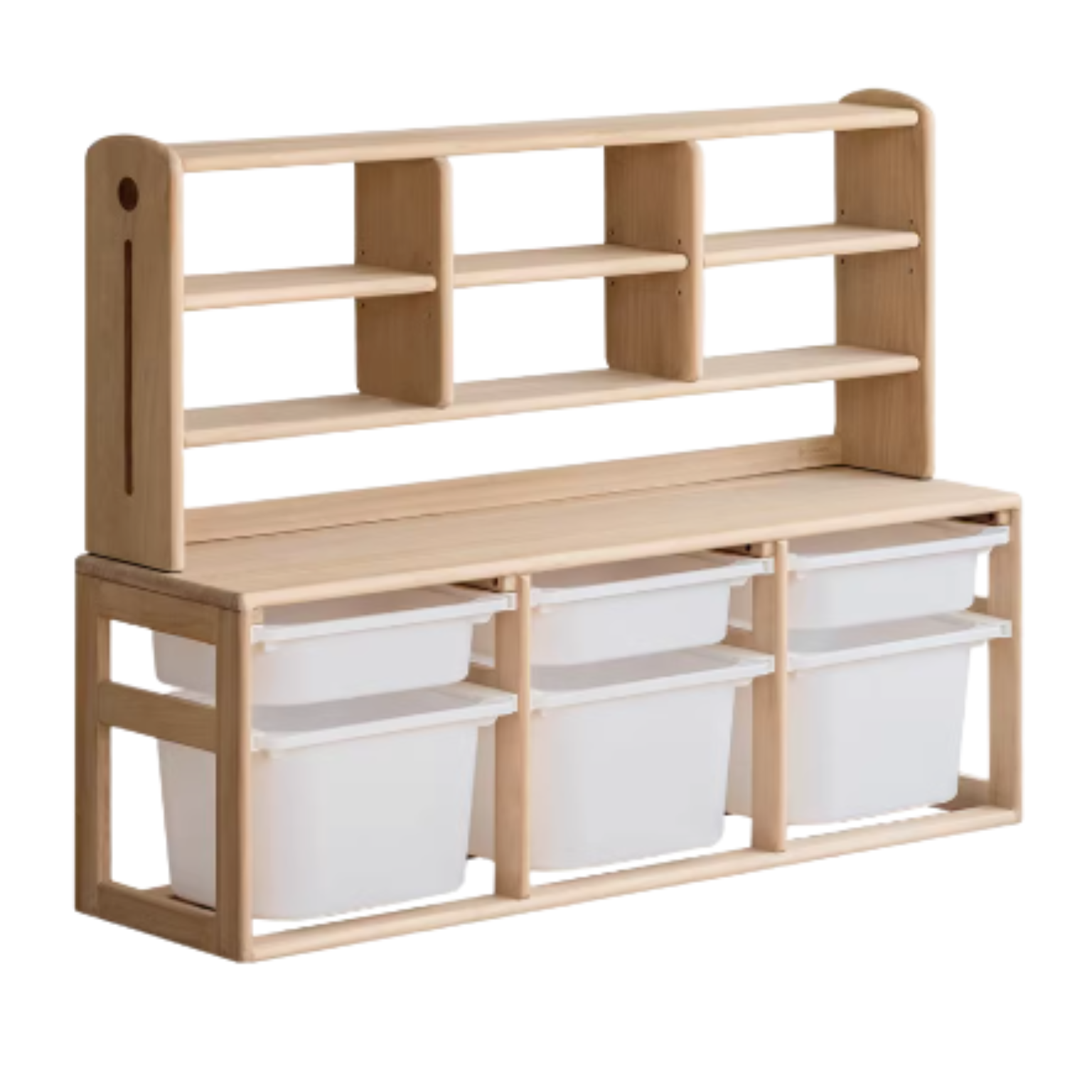 Poplar Solid Wood Children's Storage Rack Montessori Toy Storage
