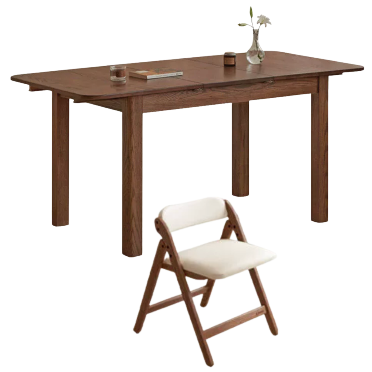 Oak Solid Wood Retractable Dining Table