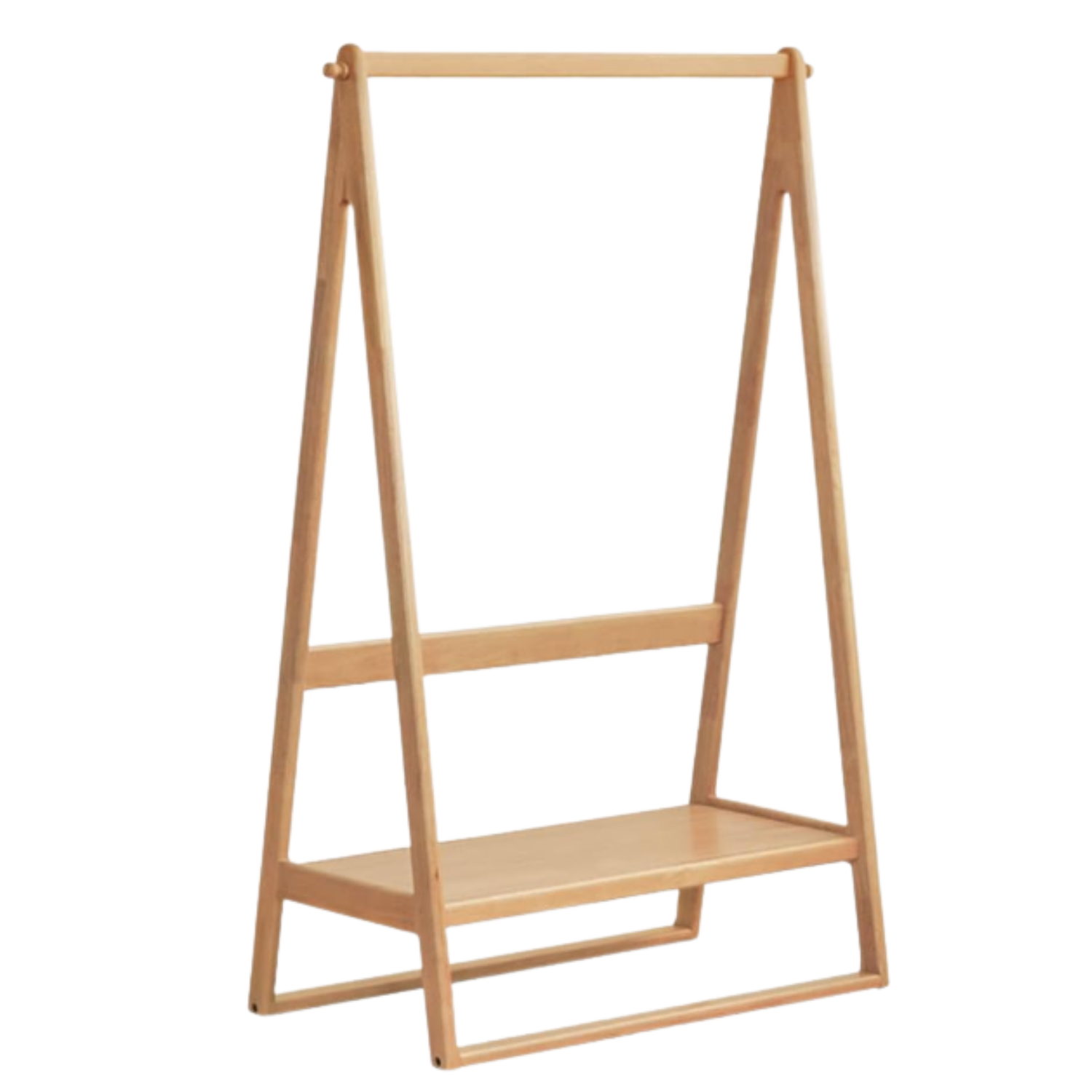 Oak, Rubberwood hanger for small bedroom floor standing storage rack