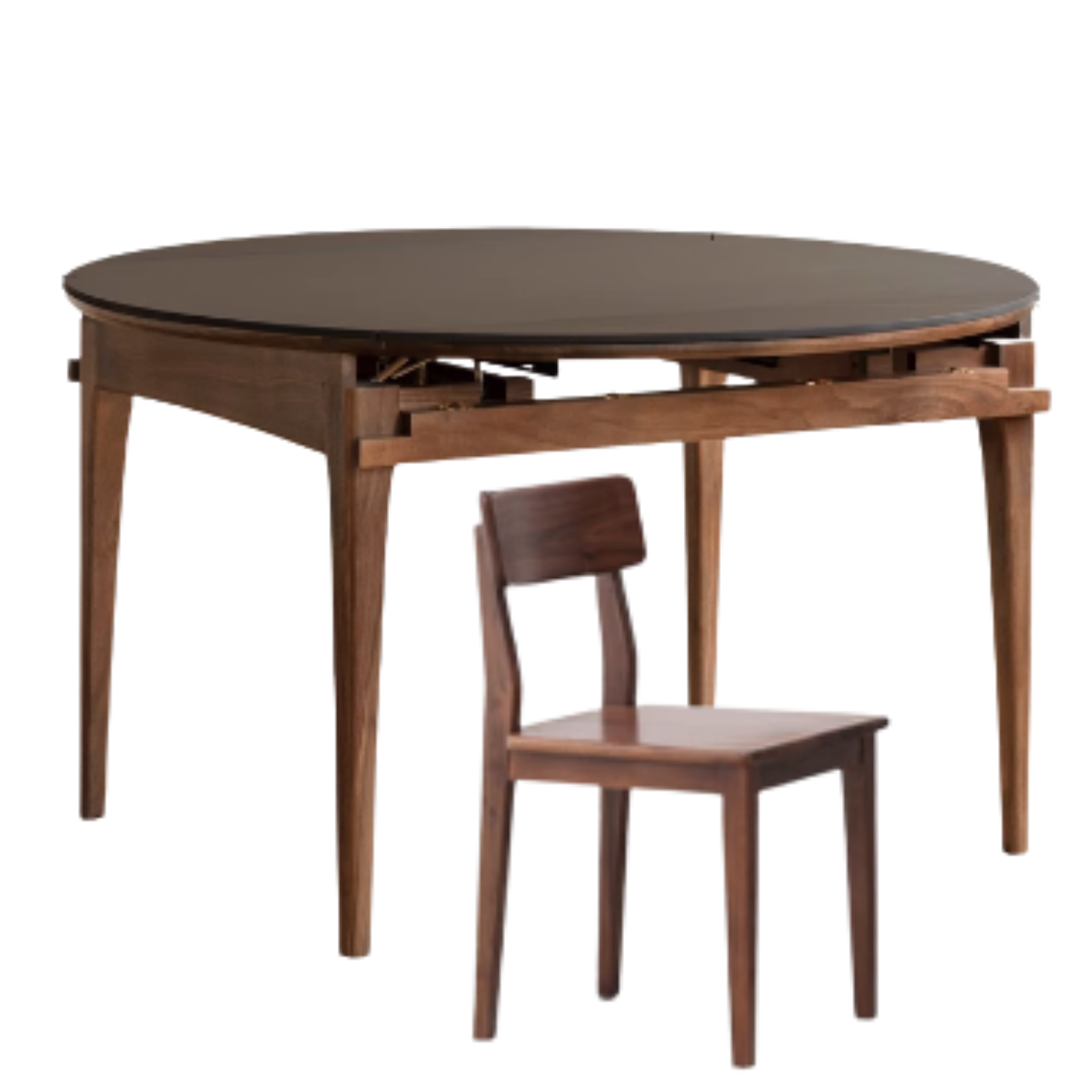 Black Walnut, Oak Solid Wood Modern Folding Round Dining Table