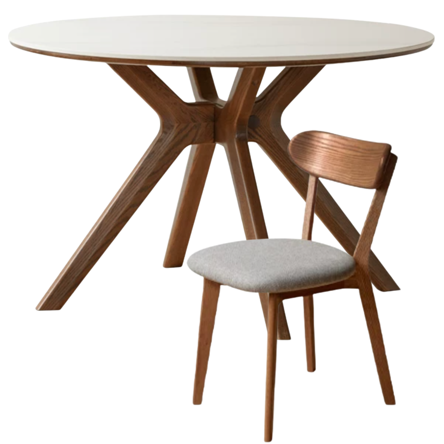 Oak Solid Wood Round Dining Table with Modern Minimalist Design