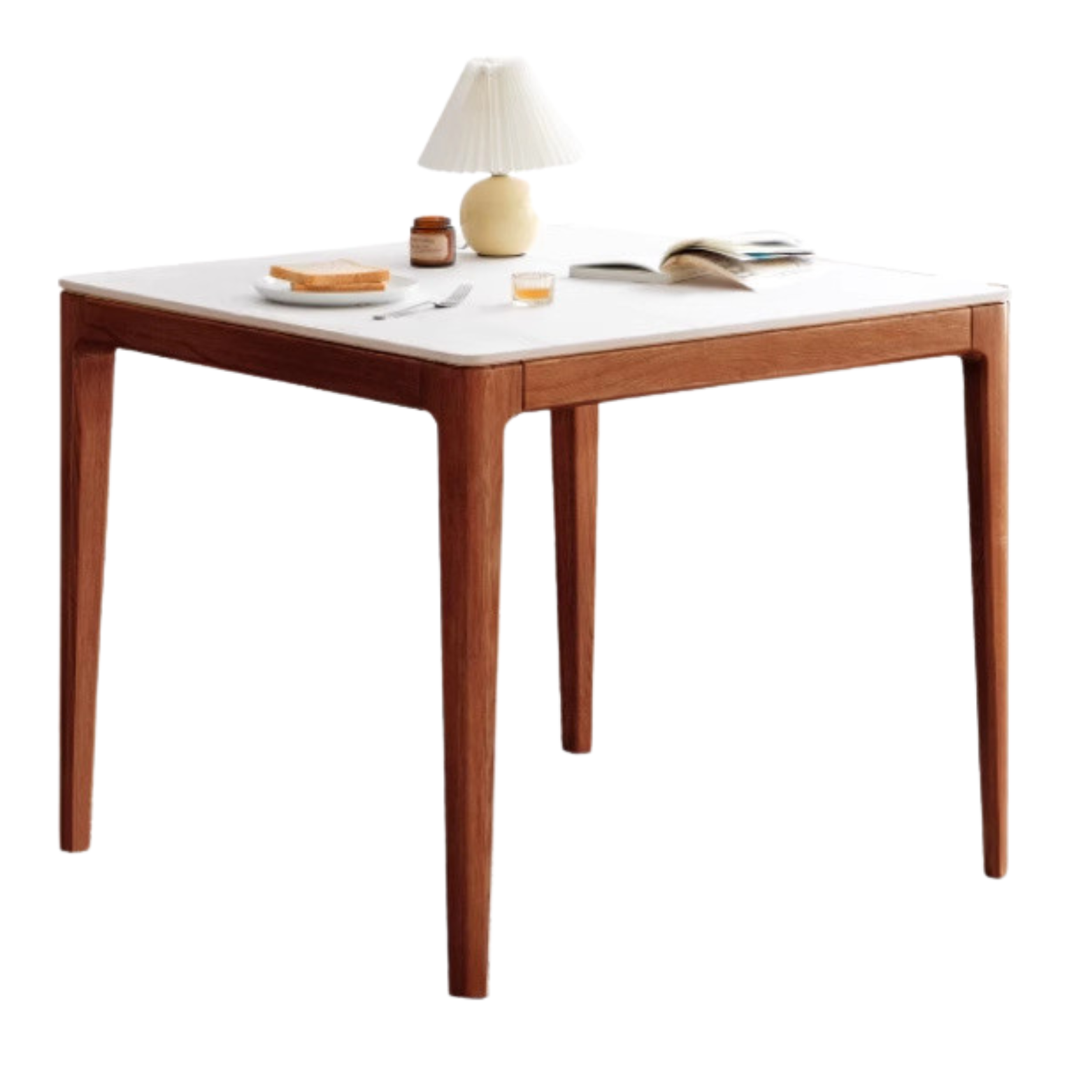 Oak Solid Wood, Solid Rubberwood Square Slate Dining Table