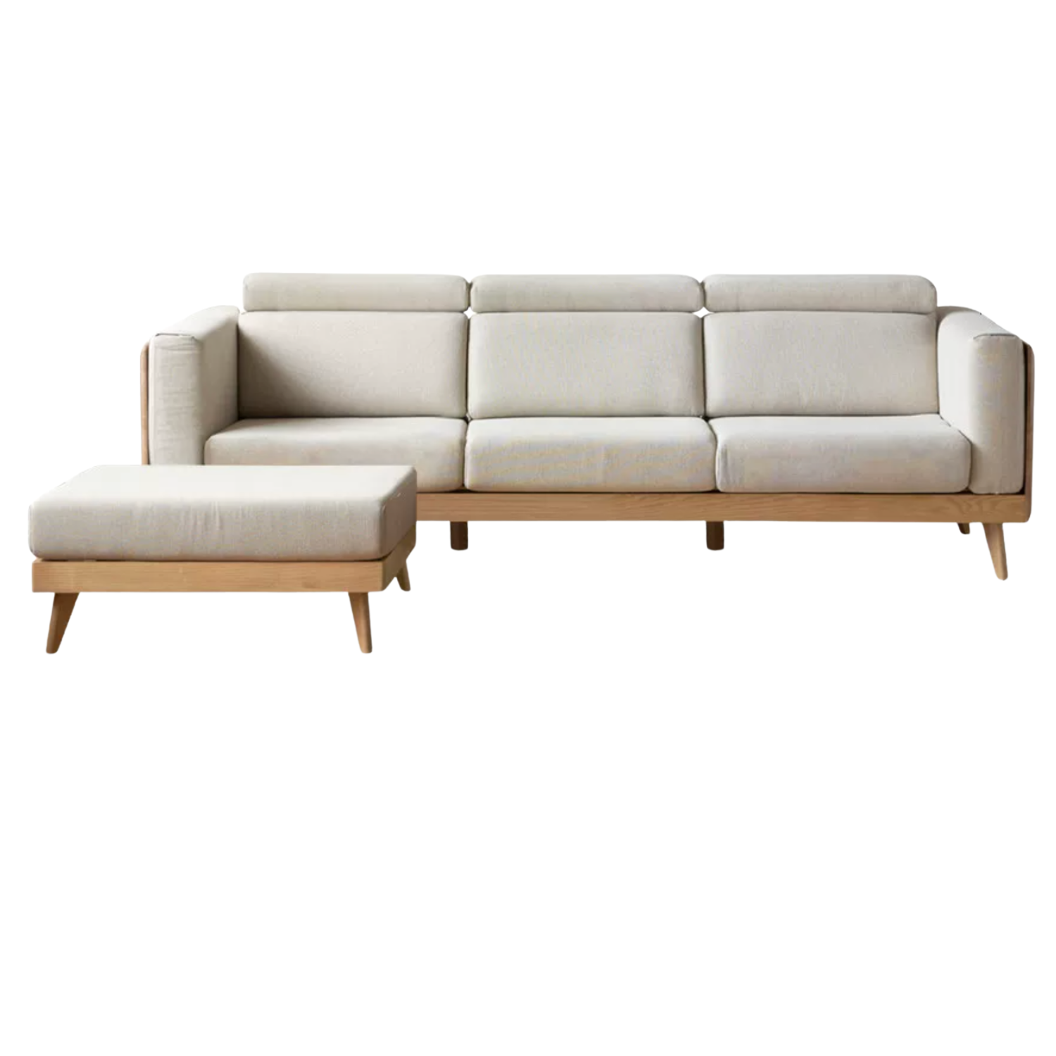 Oak, Ash Solid Wood Sofa with Adjustable Backrest
