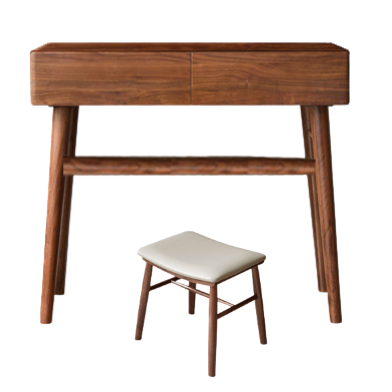 Black Walnut, Sandalwood Solid Wood Moon Makeup Mirror Vanity Table.