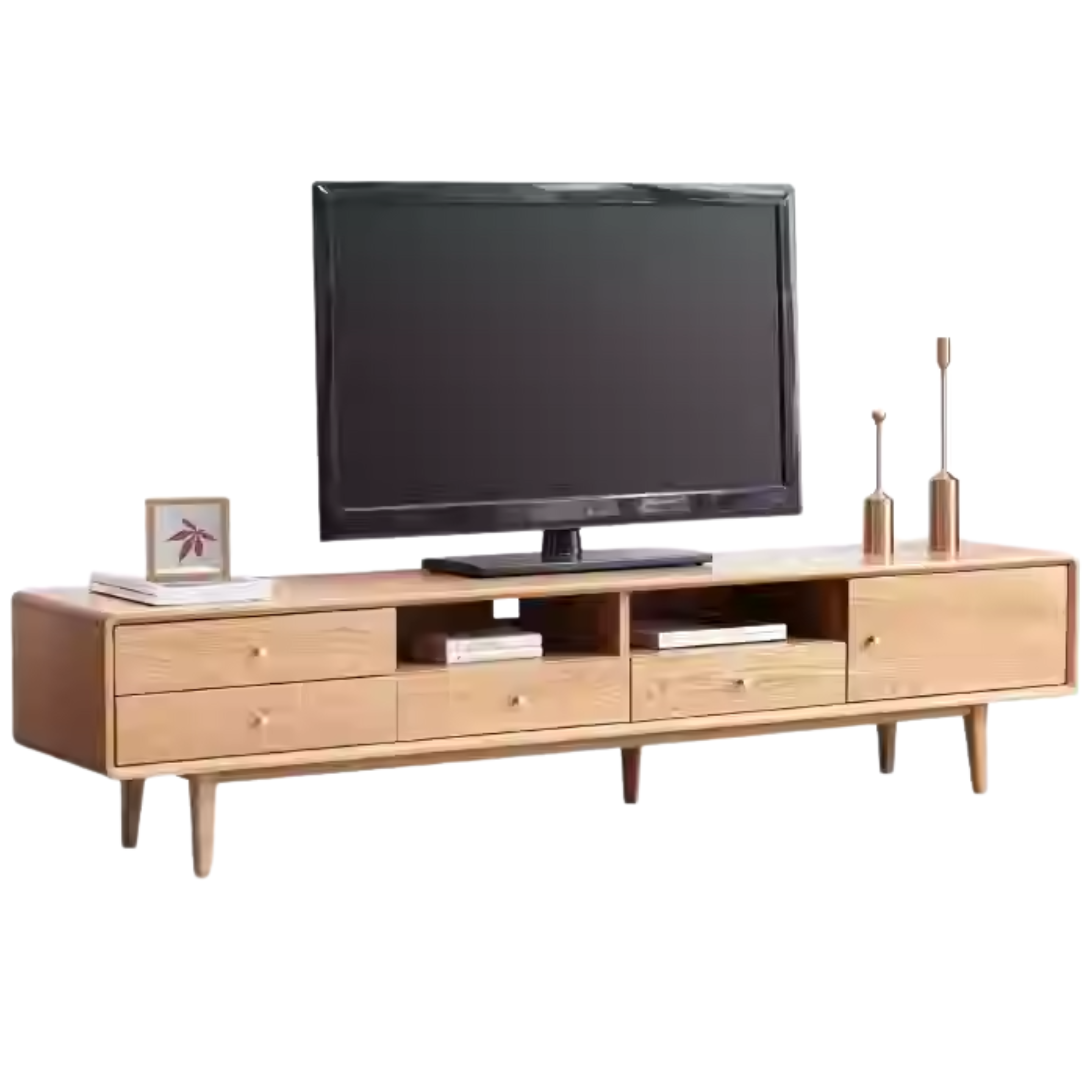 Oak Solid Wood Nordic Floor TV Cabinet.