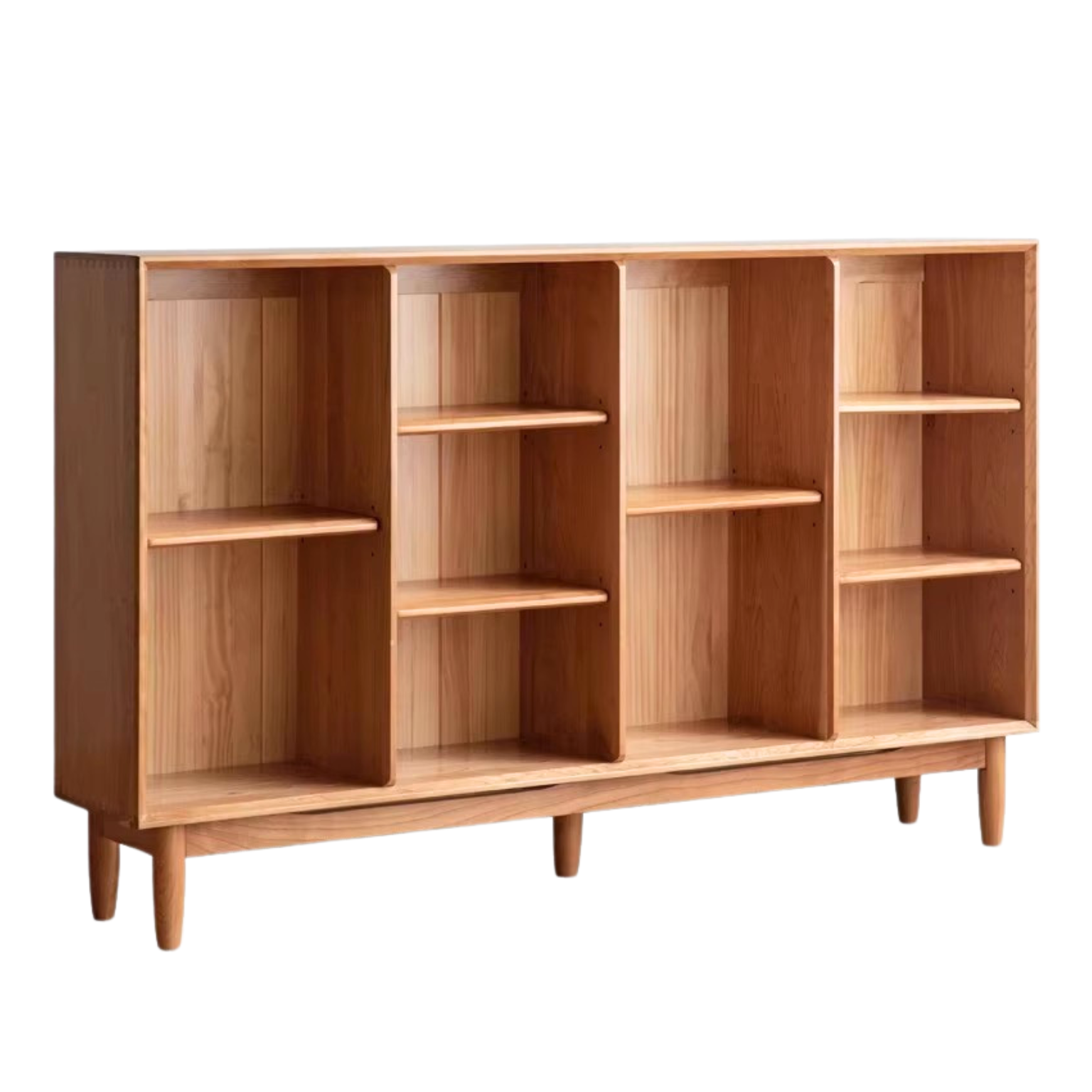 Cherry, Oak Solid Wood Bookshelf Lattice Cabinet