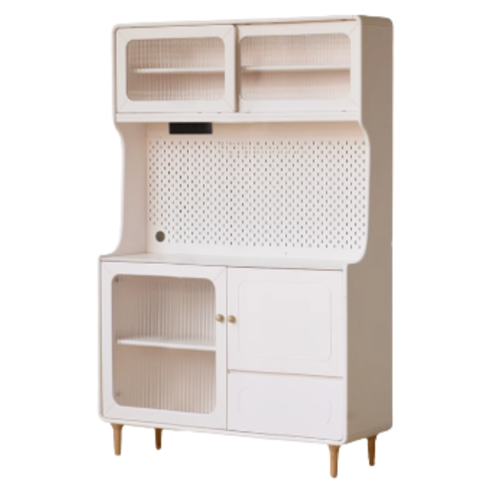 Solid RubberWood,Tulipwood Solid Wood Rock Board Cream Style Dining Sideboard