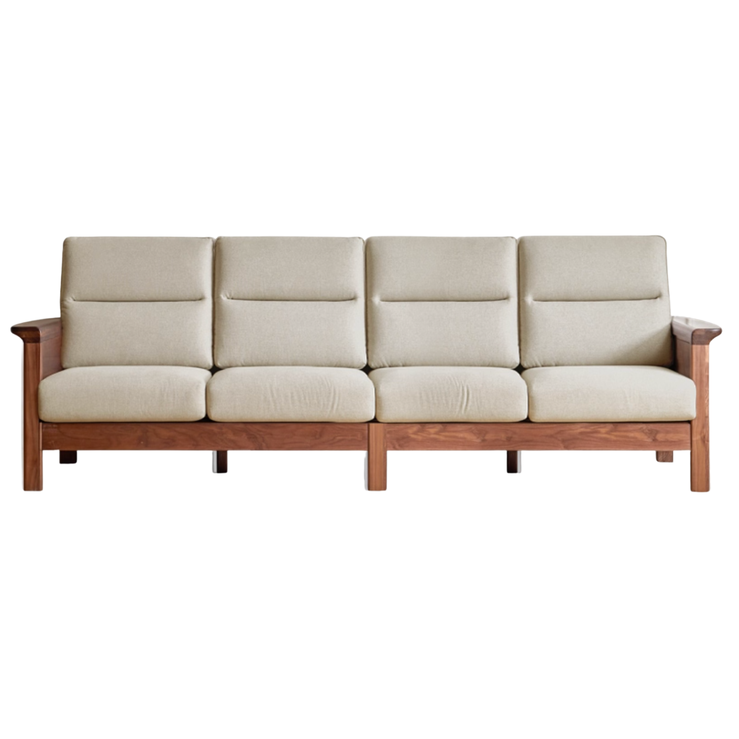 Sandalwood, Black Walnut Solid Wood Fabric Sofa.