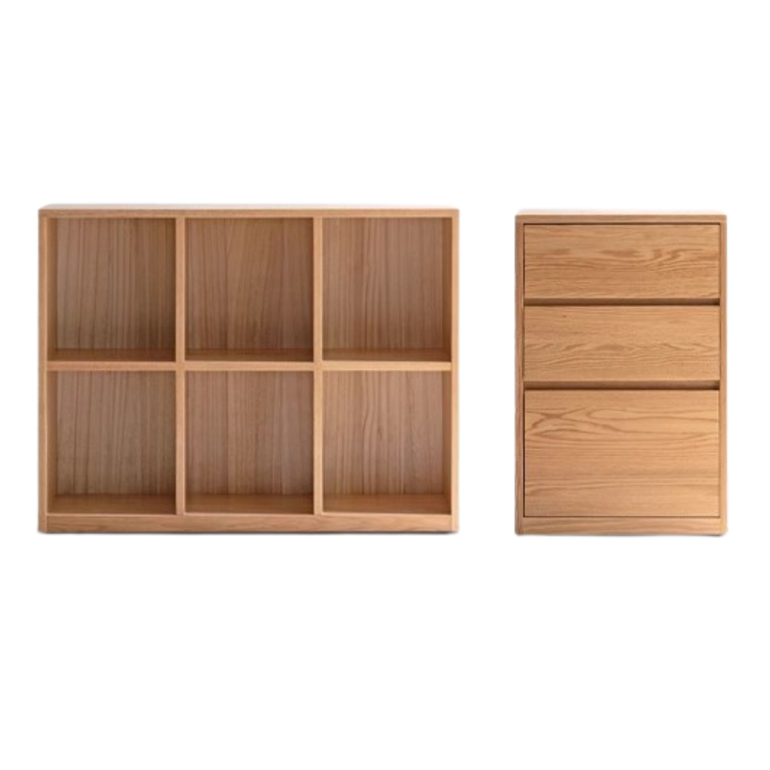 Black Walnut, Oak Solid Wood Low Bookcase, Modern Modular Storage Shelf Cabinet