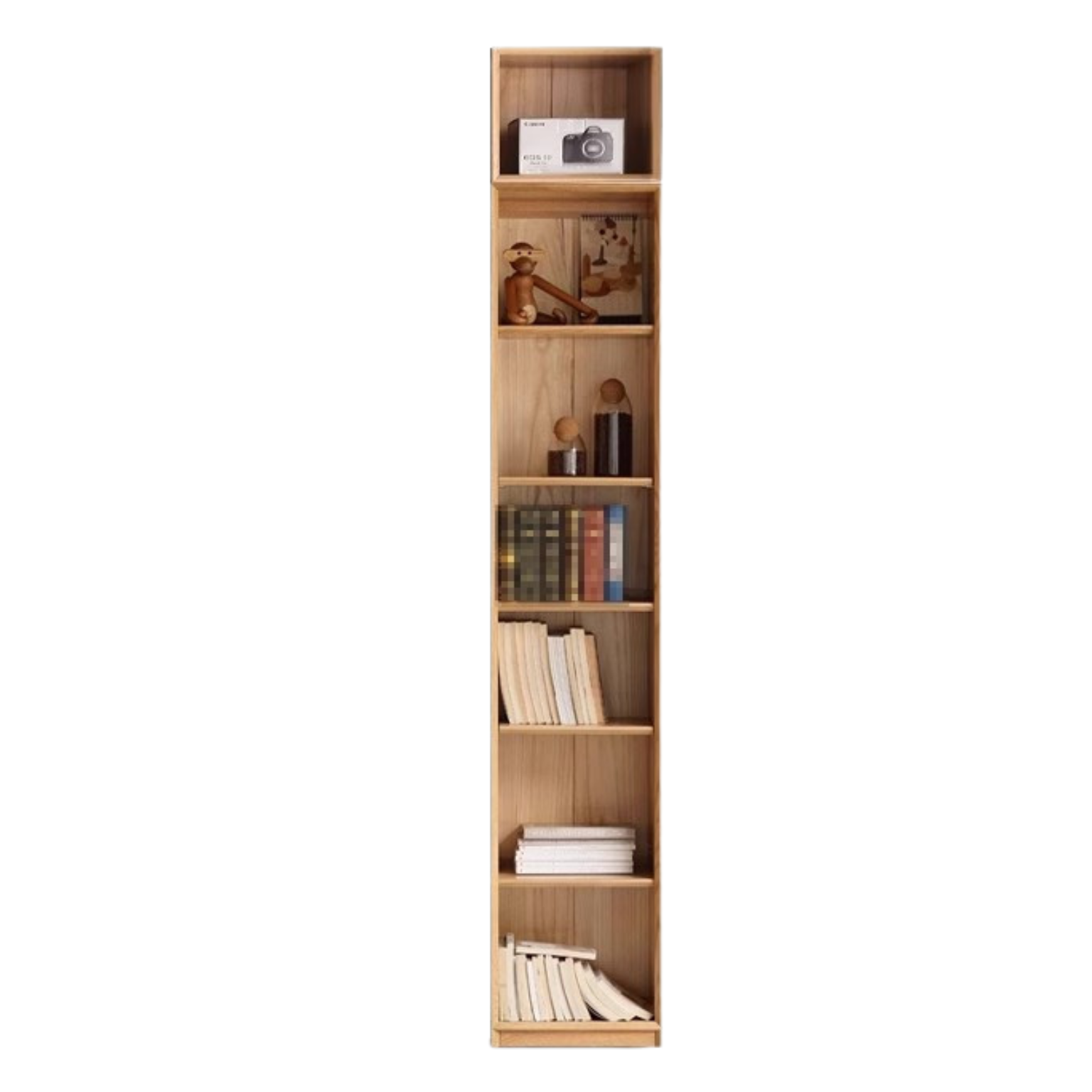 Oak Solid Wood Nordic Style Bookshelf with Floor Storage Cabinet