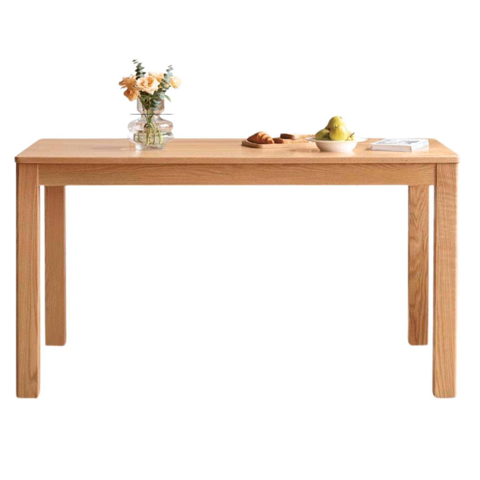 Oak Solid Wood, Solid Rubberwood Nordic Dining Table